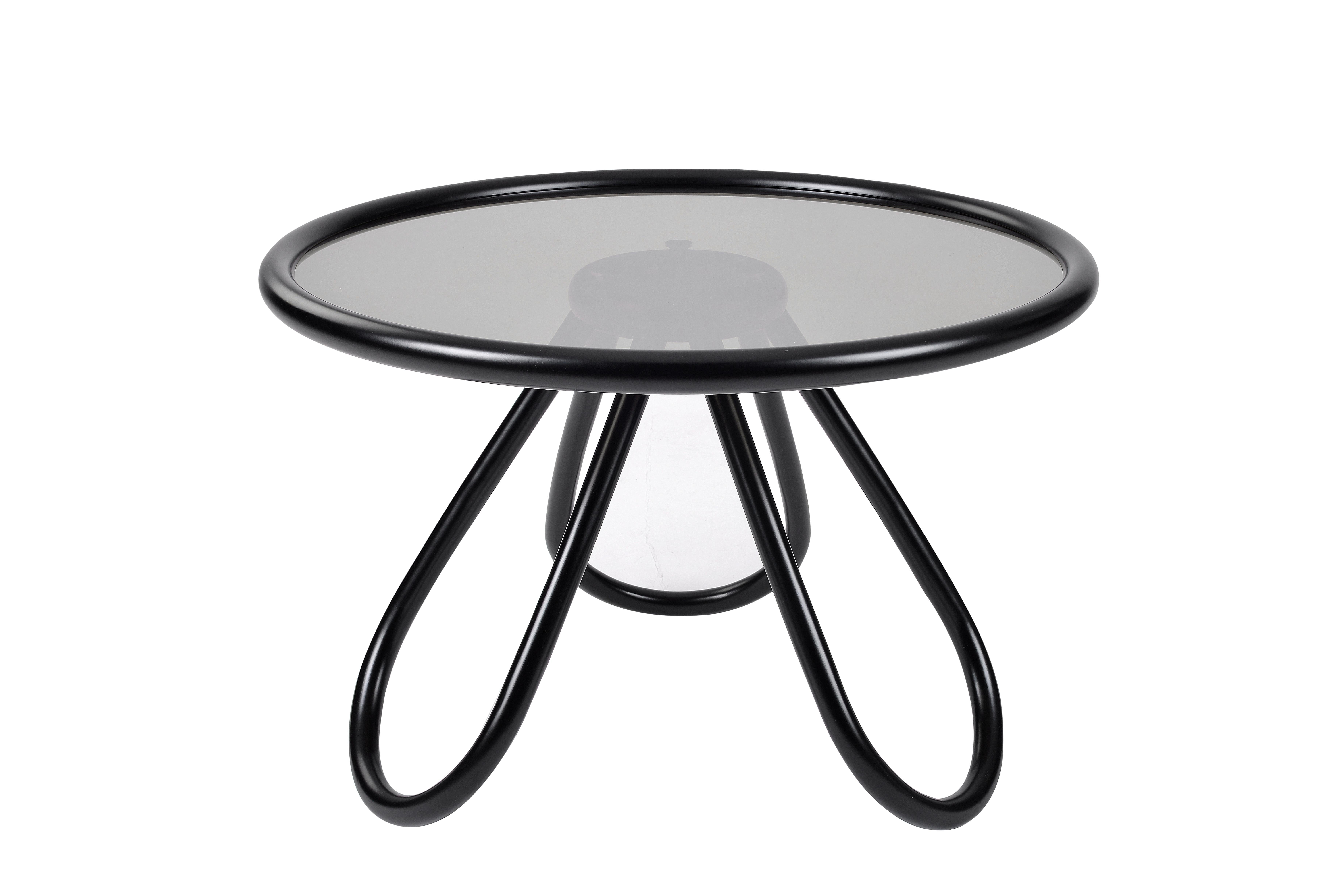 Gebrüder Thonet Vienna GmbH Arch Coffee Table in Black Lacquered Wood with Glass In New Condition For Sale In Brooklyn, NY