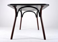 Gebrüder Thonet Vienna GmbH Arch Small Dining Table with Black Top & Walnut Base