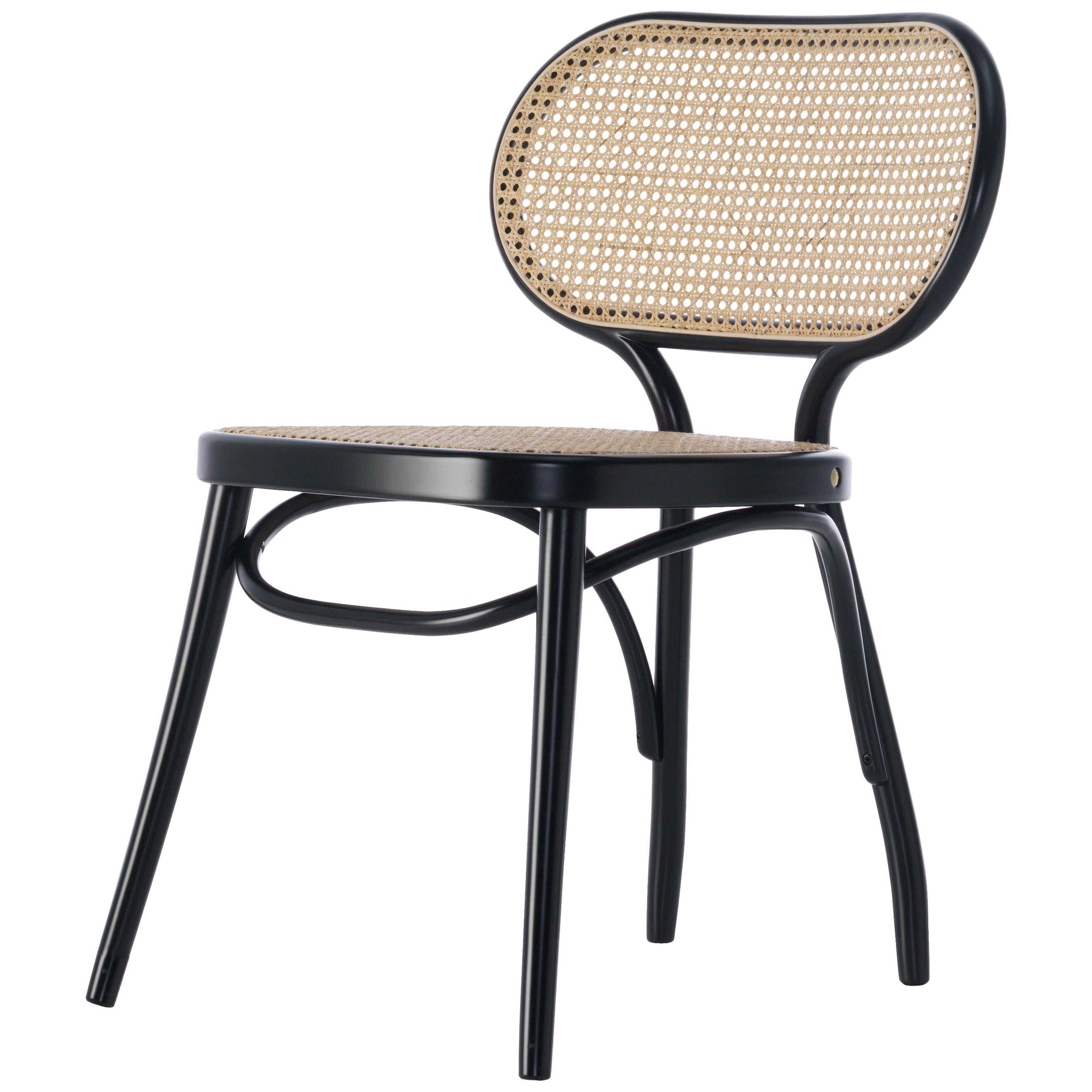 Gebrüder Thonet Vienna GmbH Bodystuhl Chair in Black with Woven Cane Seat For Sale