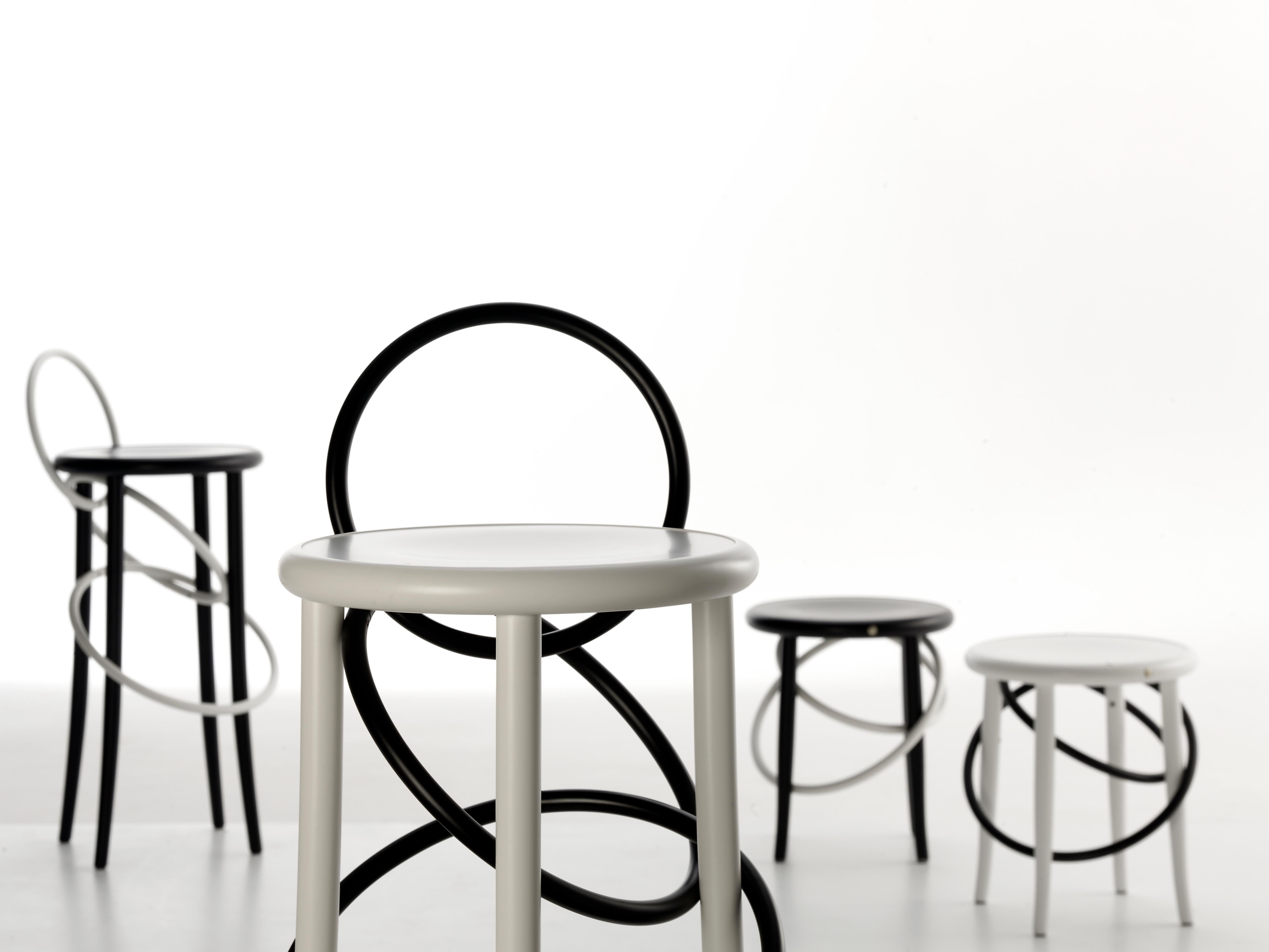 Gebrüder Thonet Vienna GmbH Cirque Barstool Two Tone Black with White Rings For Sale 4