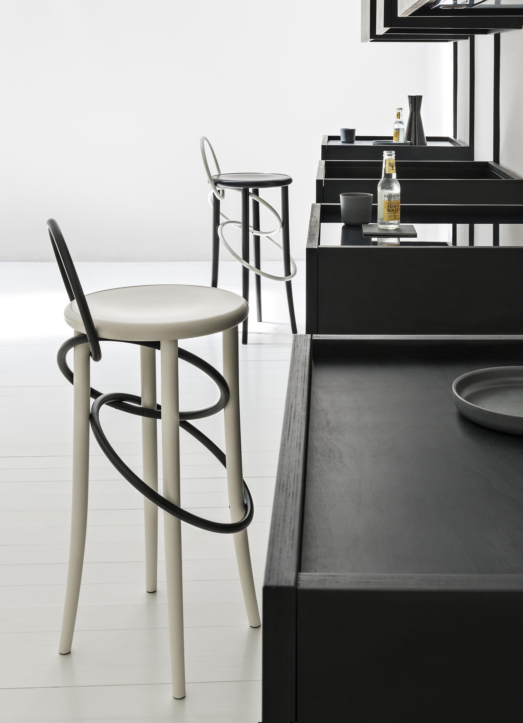 Gebrüder Thonet Vienna GmbH Cirque Barstool Two Tone Black with White Rings For Sale 7