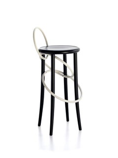 Gebrüder Thonet Vienna GmbH Cirque Barstool Two Tone Black with White Rings