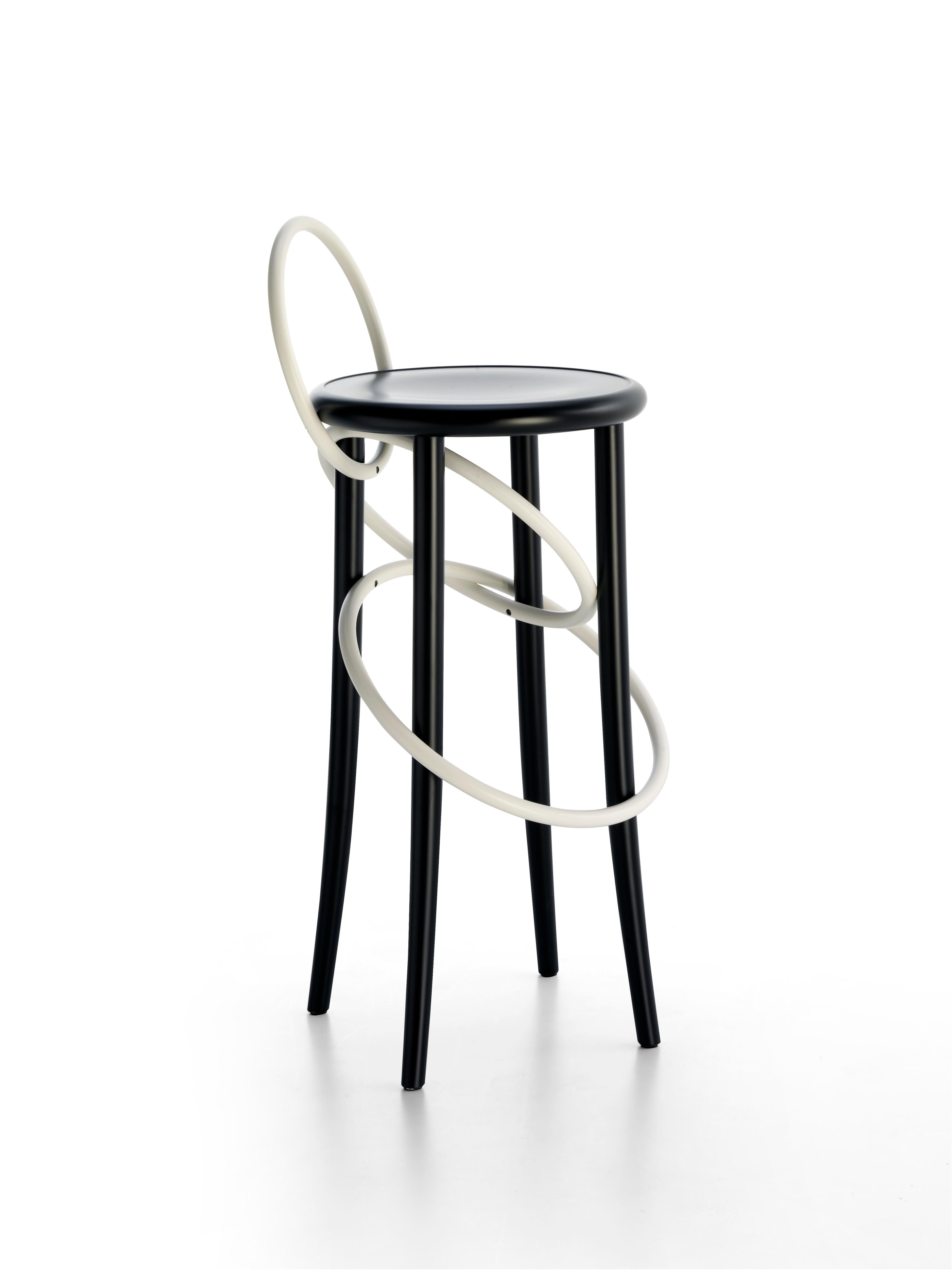 Modern Gebrüder Thonet Vienna GmbH Cirque Barstool Two Tone Black with White Rings For Sale