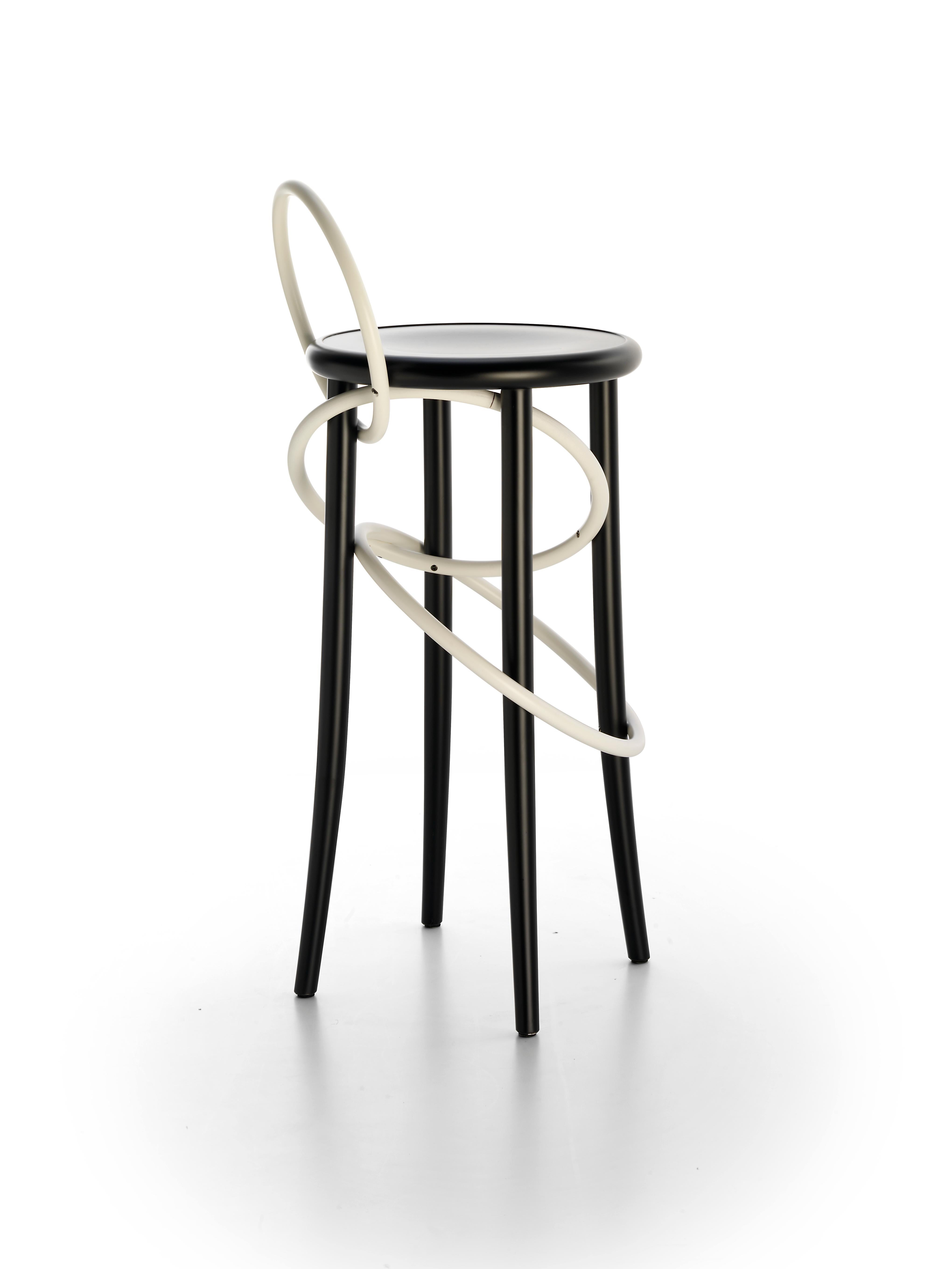 Gebrüder Thonet Vienna GmbH Cirque Barstool Two Tone Black with White Rings In New Condition For Sale In Brooklyn, NY