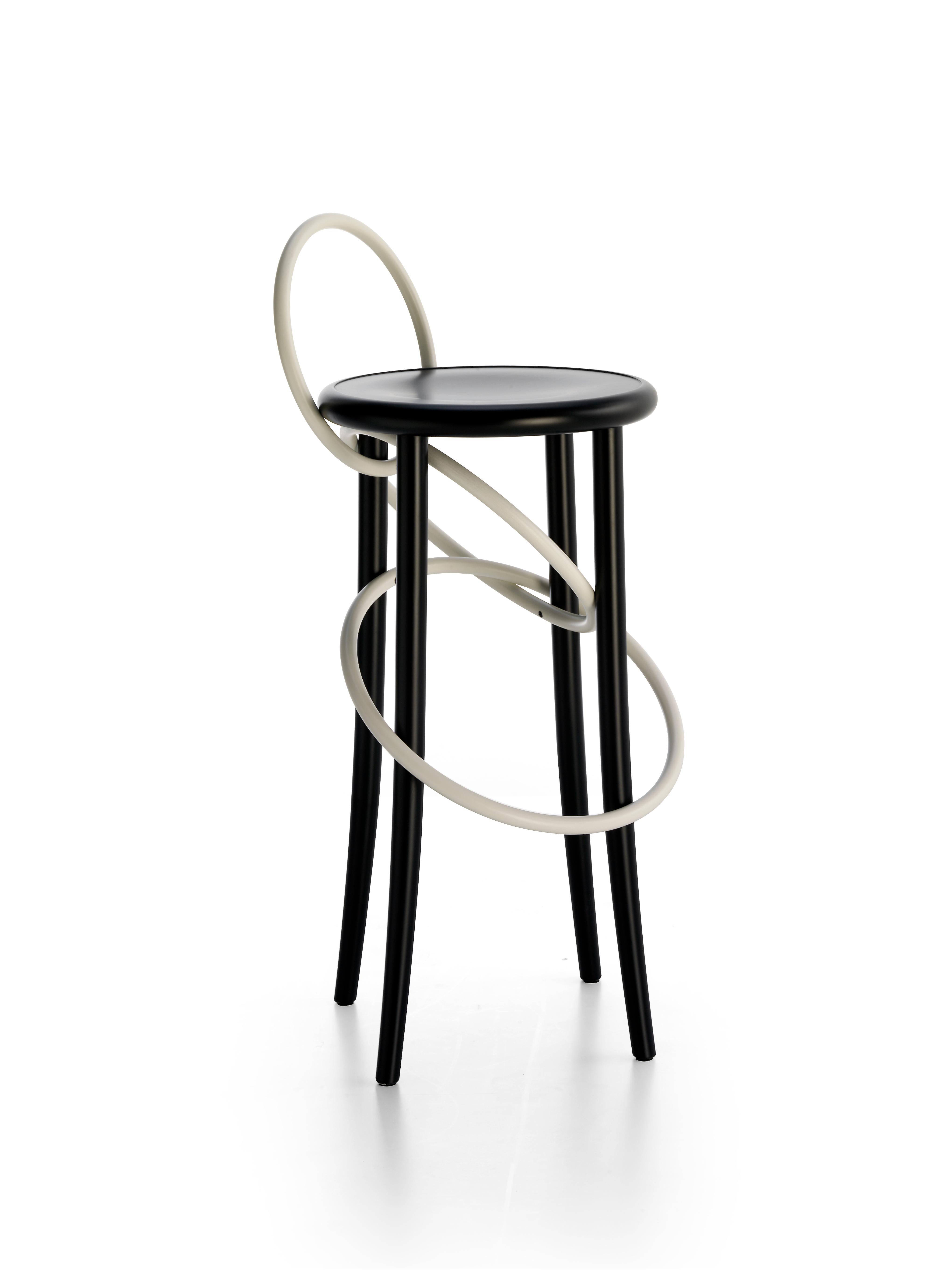 Contemporary Gebrüder Thonet Vienna GmbH Cirque Barstool Two Tone Black with White Rings For Sale