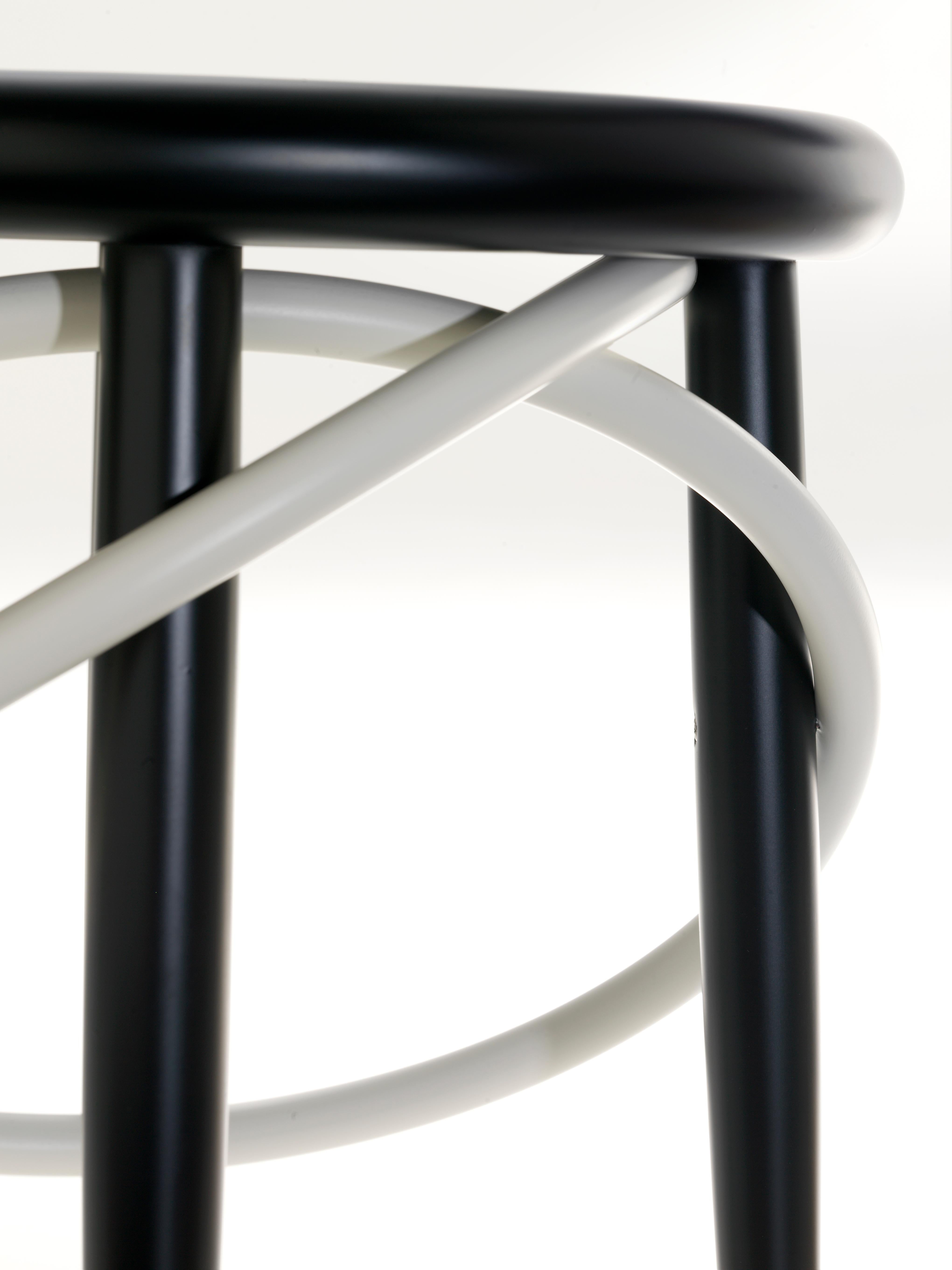 Wood Gebrüder Thonet Vienna GmbH Cirque Barstool Two Tone Black with White Rings For Sale
