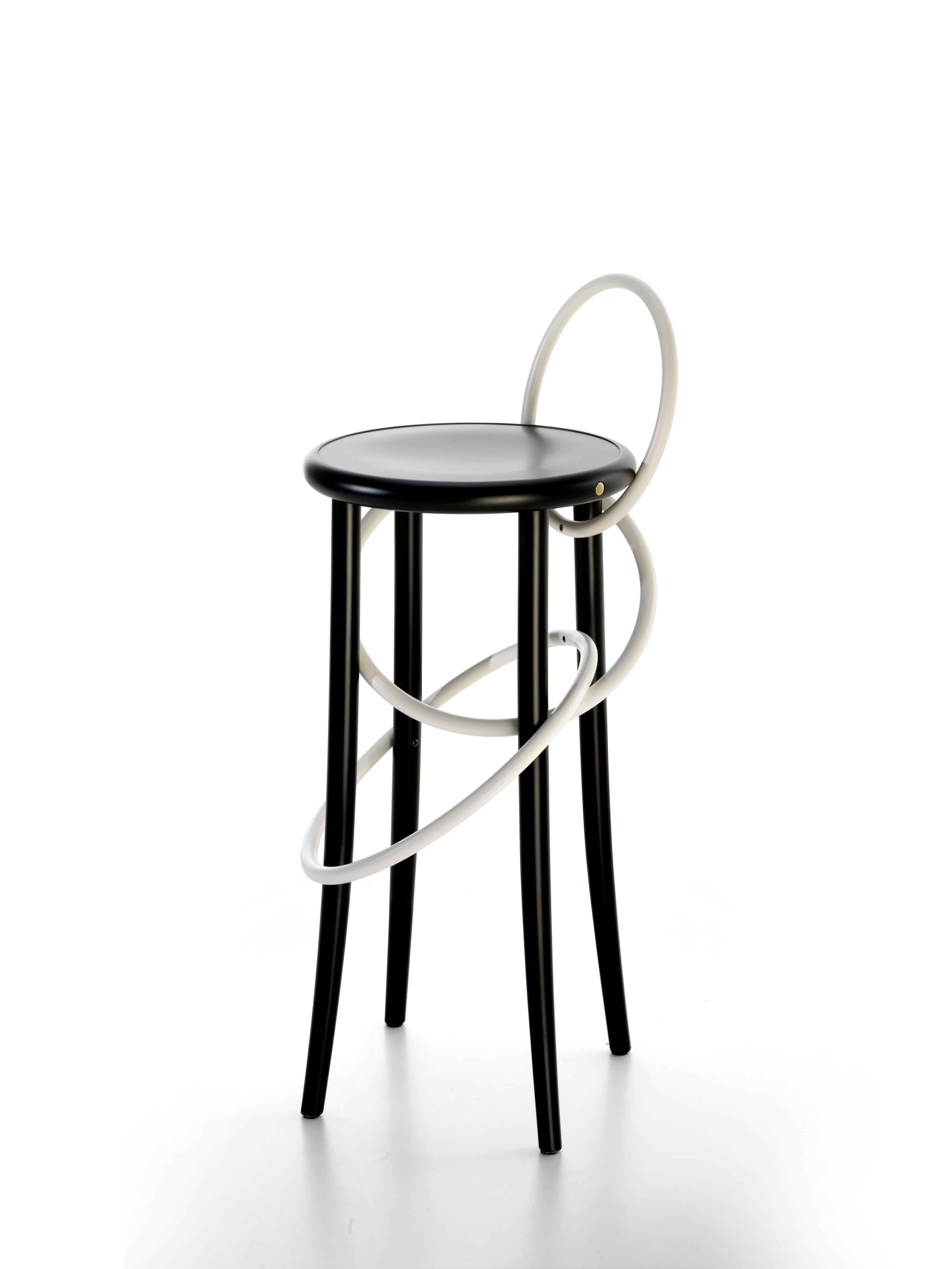 Gebrüder Thonet Vienna GmbH Cirque Barstool Two Tone Black with White Rings For Sale 1