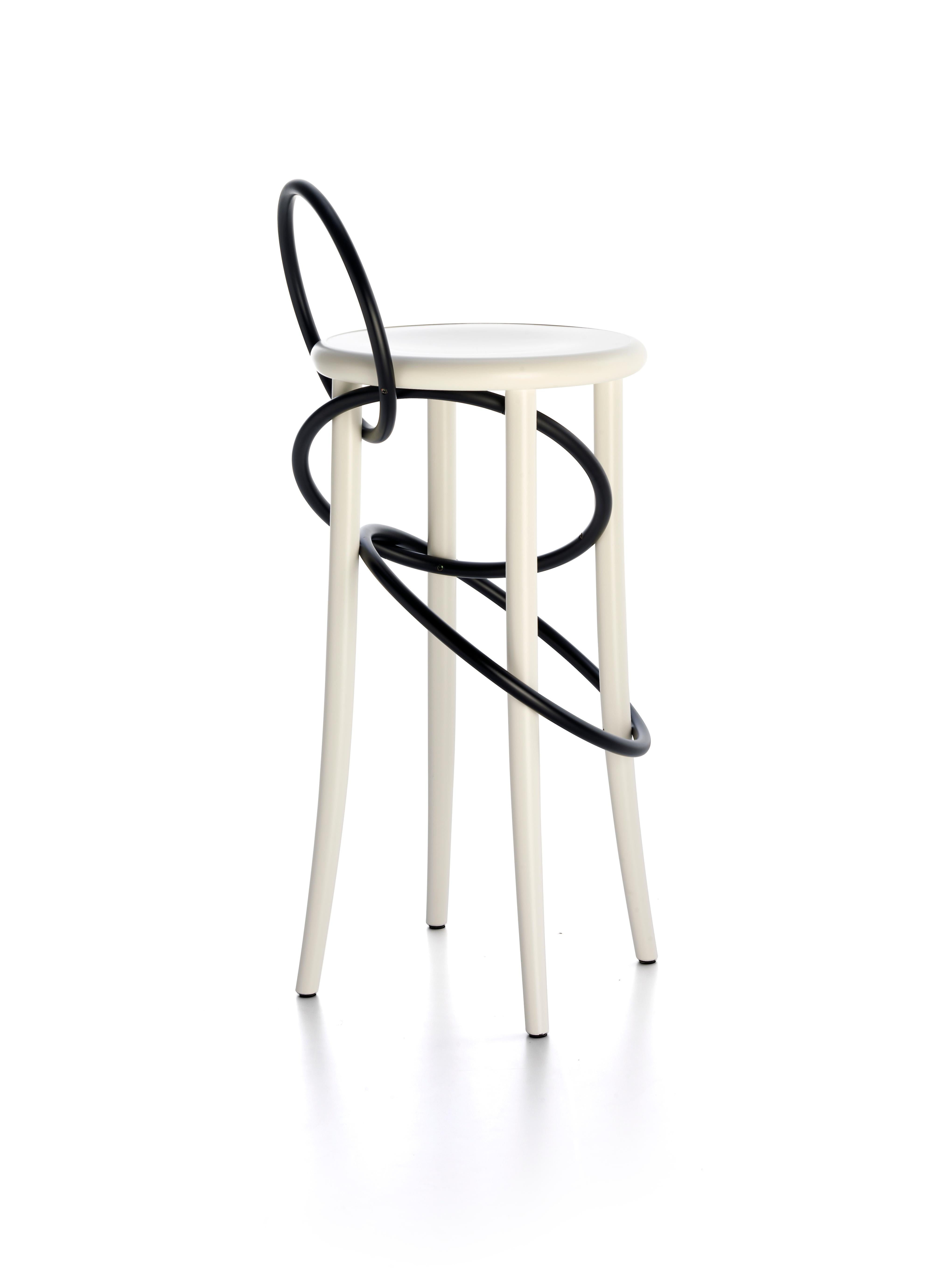 Modern Gebrüder Thonet Vienna GmbH Cirque Barstool Two Tone White with Black Rings For Sale