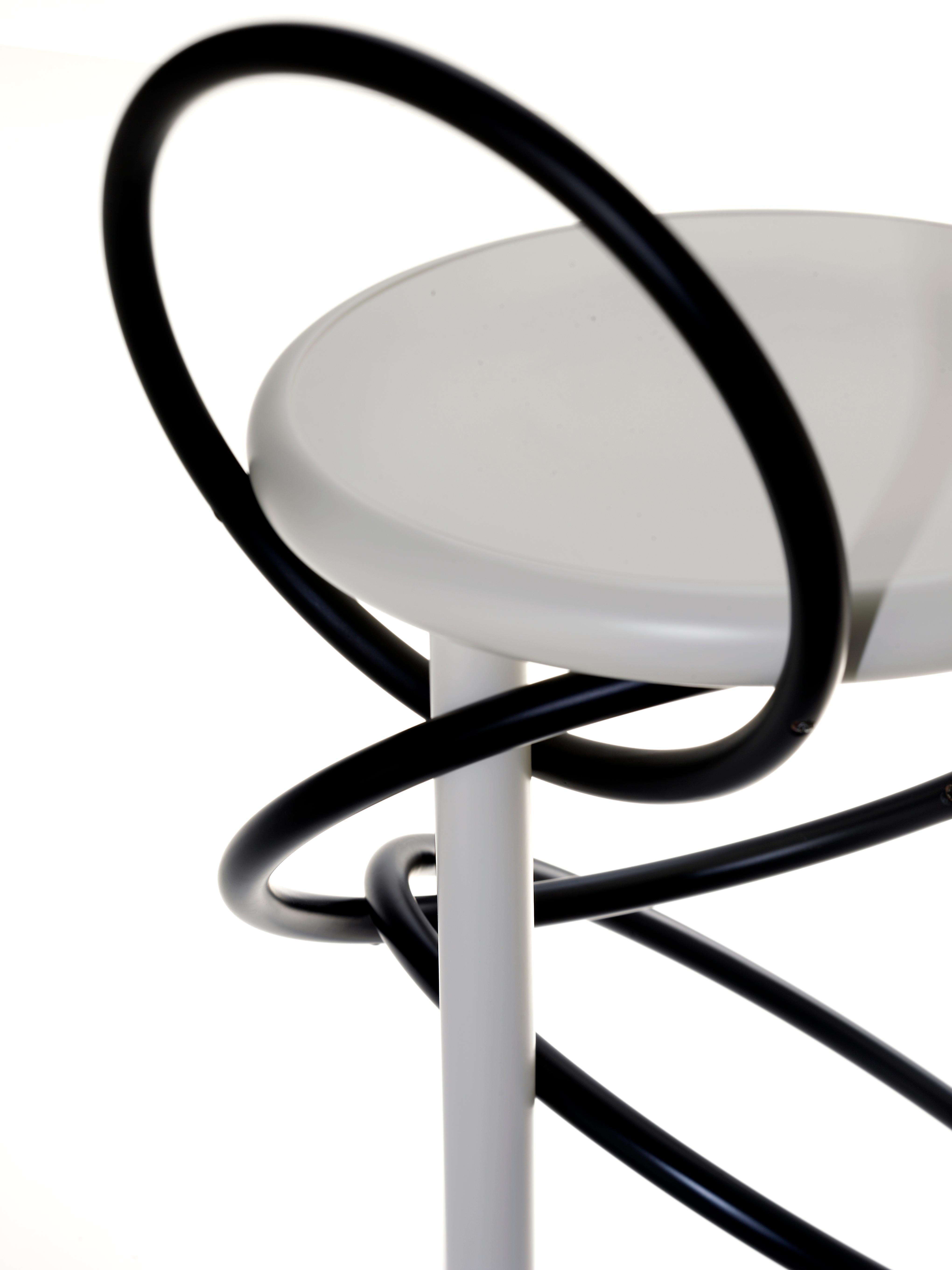 Gebrüder Thonet Vienna GmbH Cirque Barstool Two Tone White with Black Rings In New Condition For Sale In Brooklyn, NY