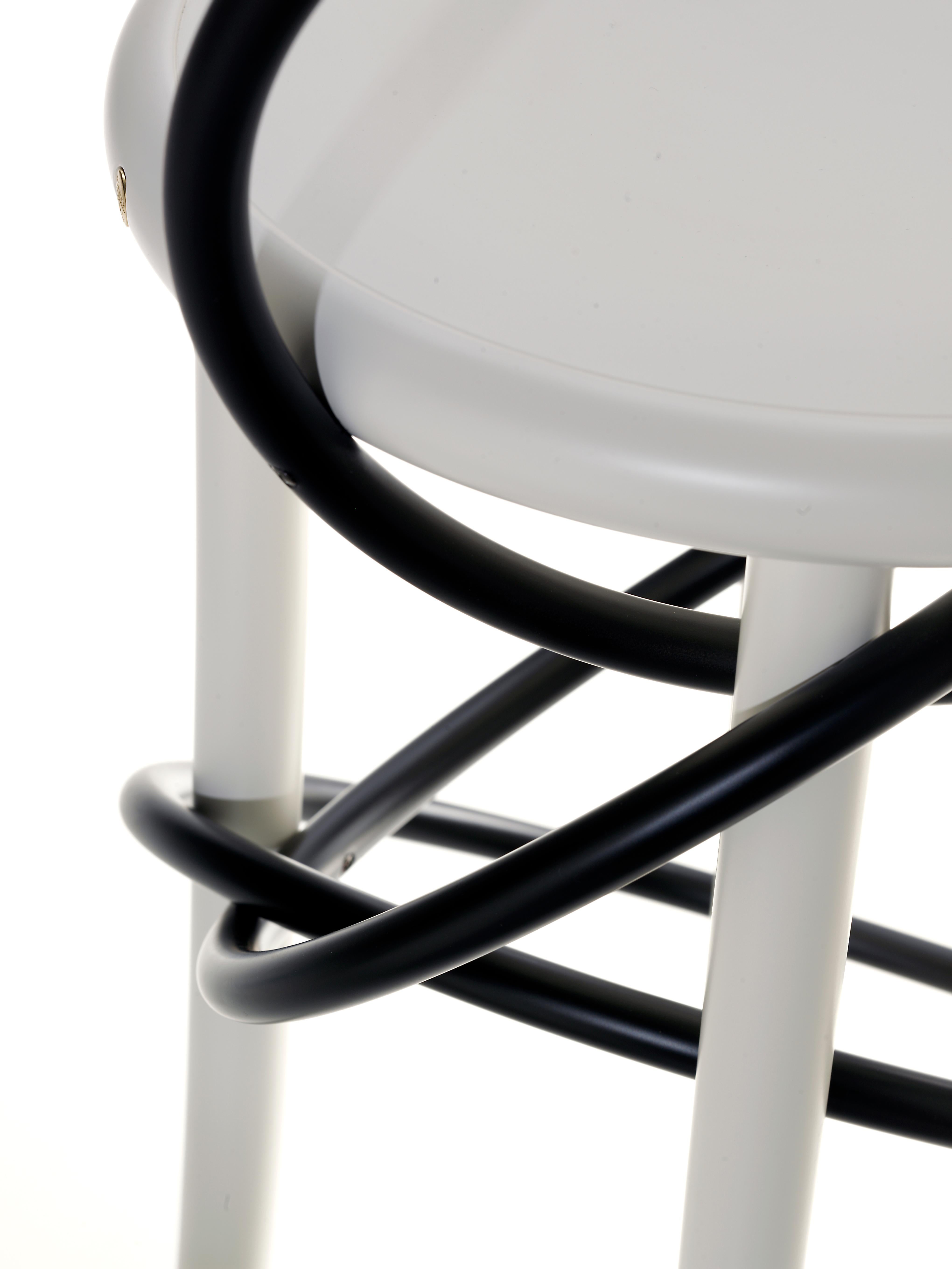 Contemporary Gebrüder Thonet Vienna GmbH Cirque Barstool Two Tone White with Black Rings For Sale
