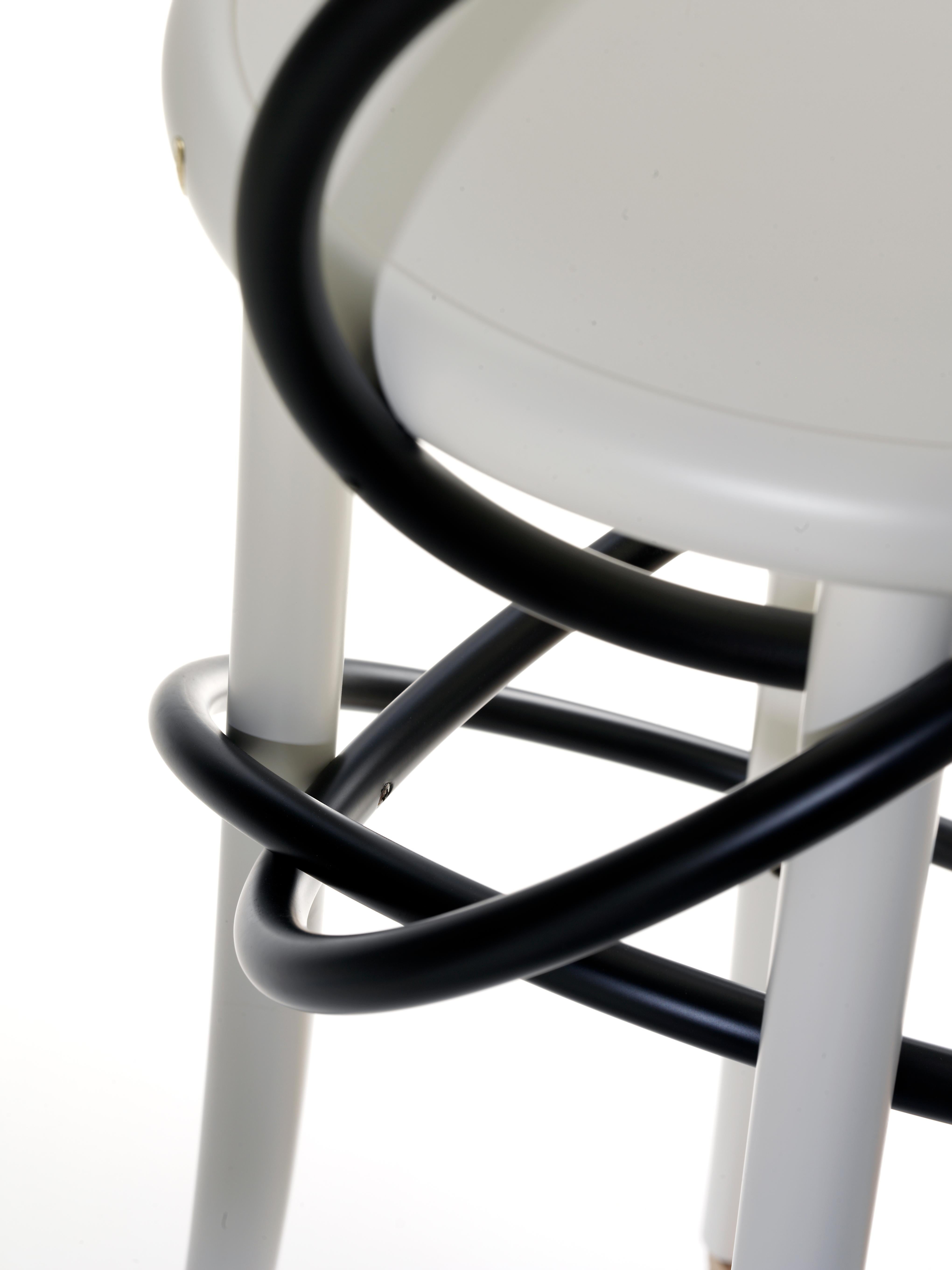 Wood Gebrüder Thonet Vienna GmbH Cirque Barstool Two Tone White with Black Rings For Sale