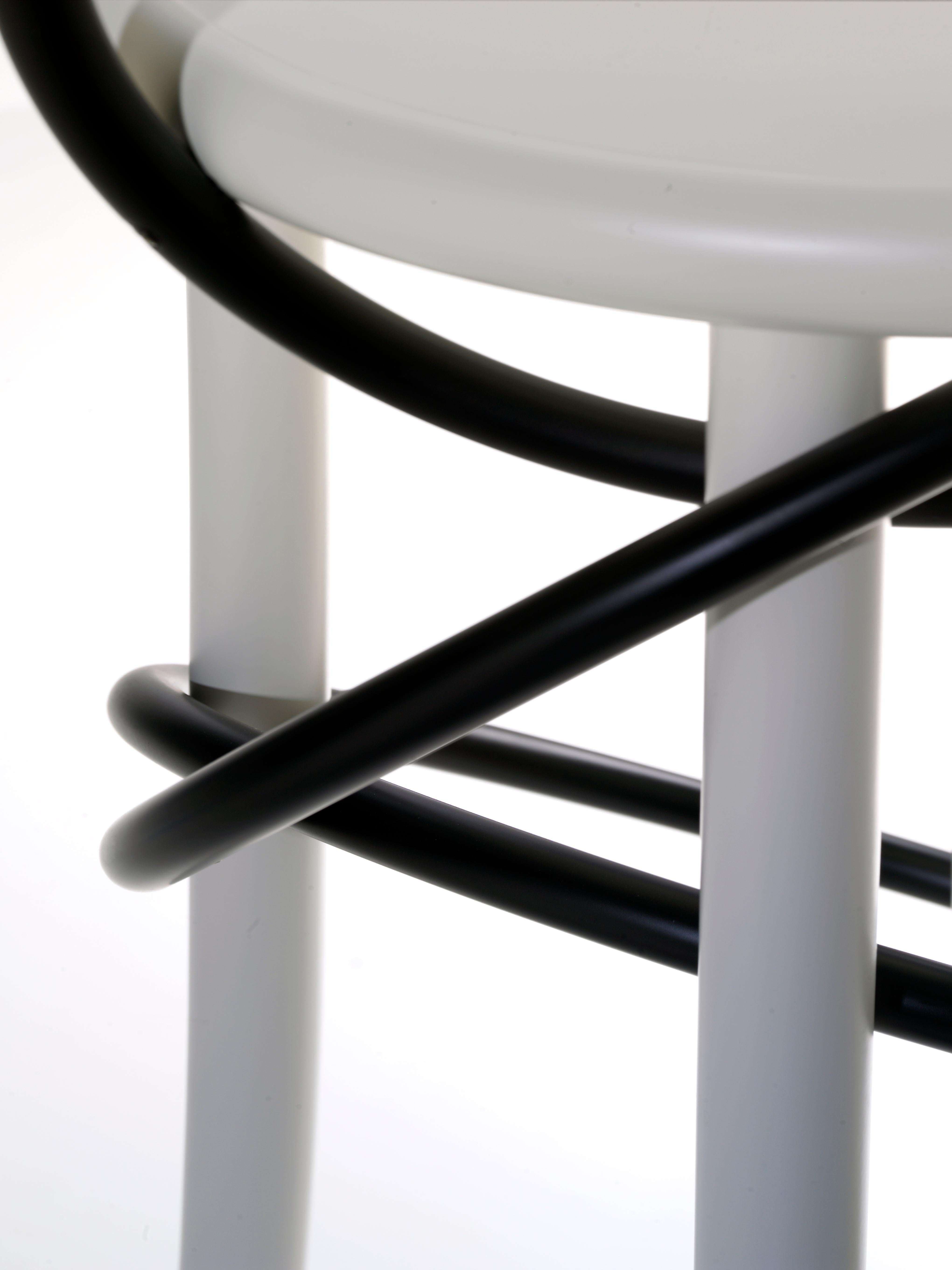Gebrüder Thonet Vienna GmbH Cirque Barstool Two Tone White with Black Rings For Sale 1
