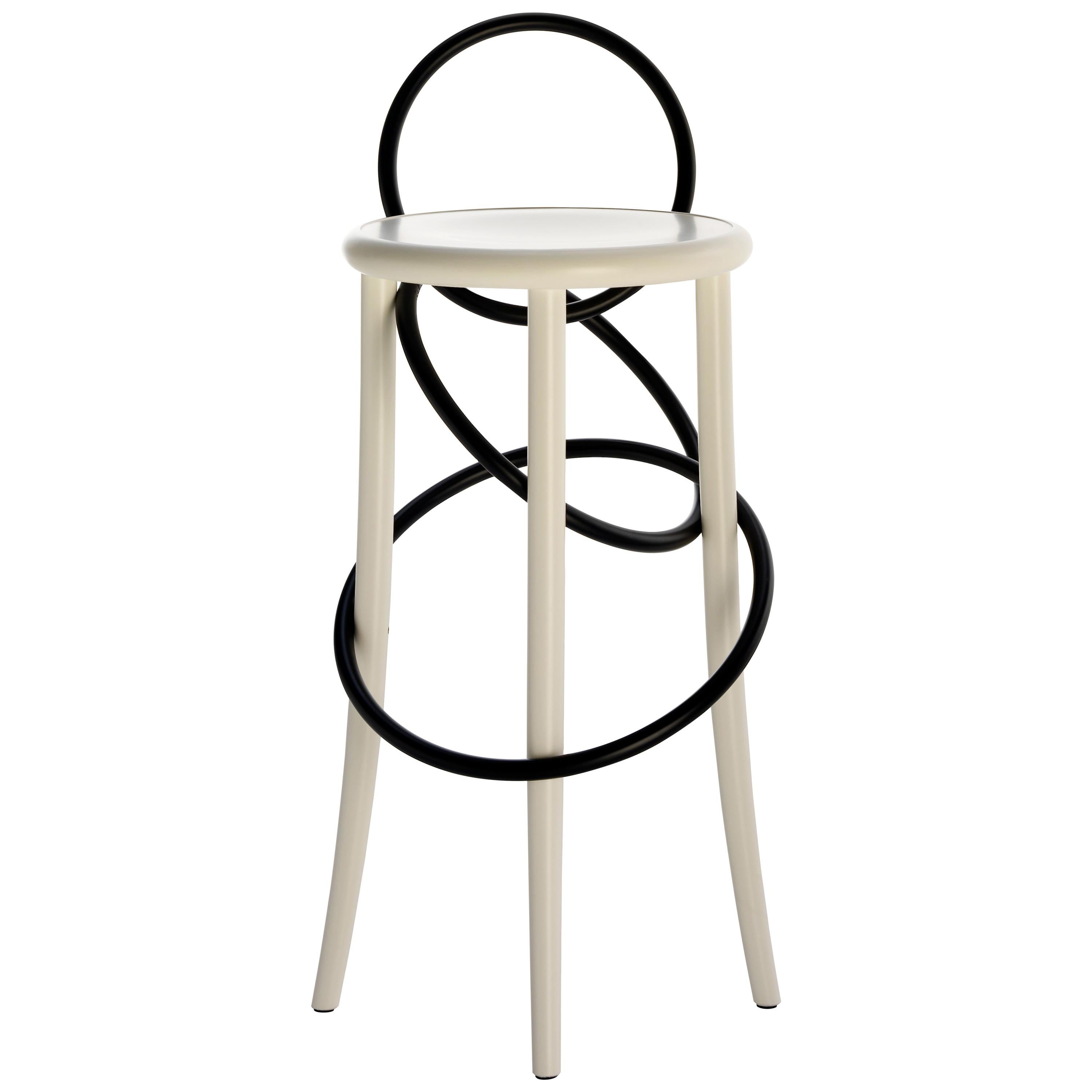 Gebrüder Thonet Vienna GmbH Cirque Barstool Two Tone White with Black Rings For Sale