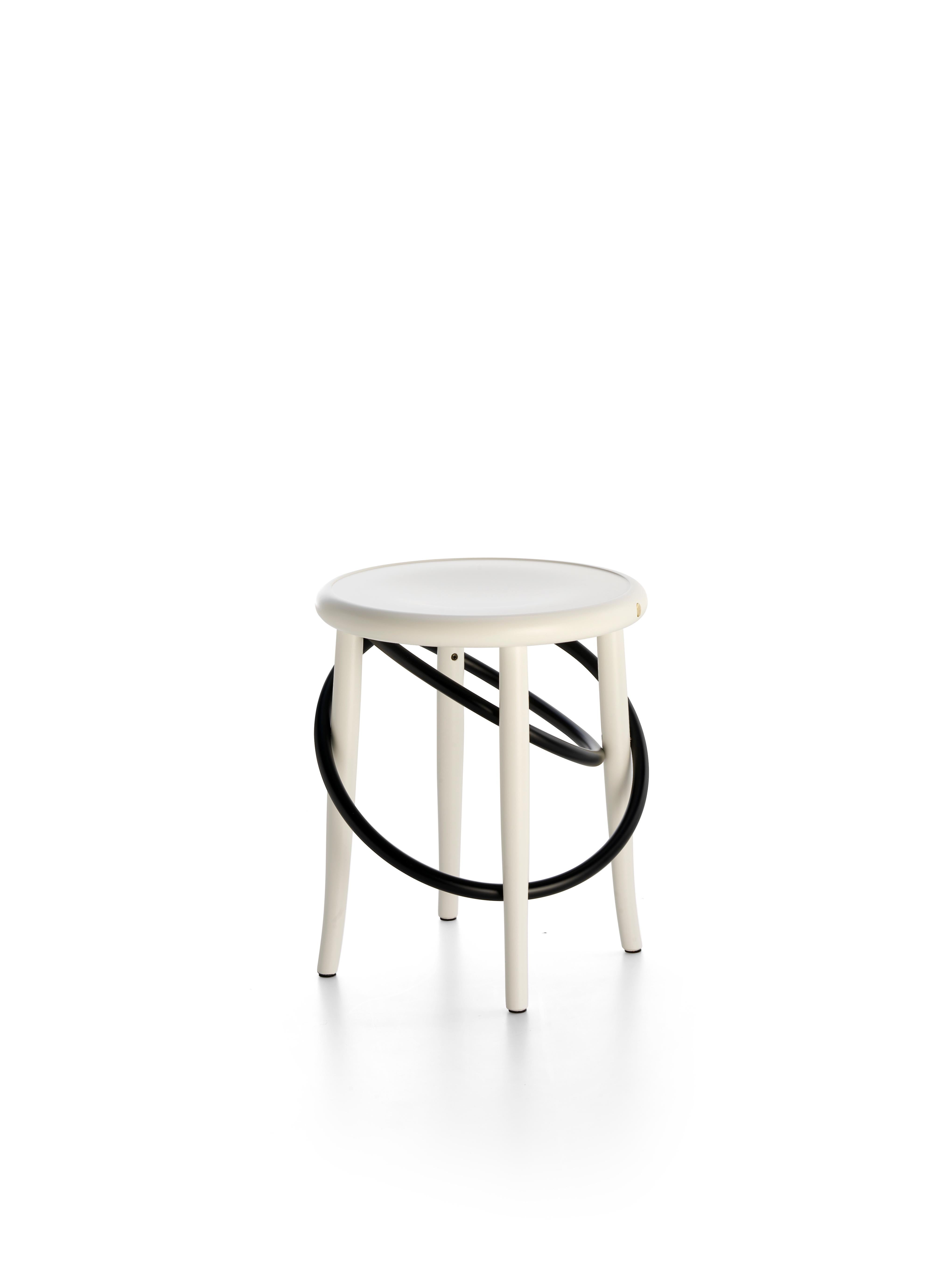 Modern Gebrüder Thonet Vienna GmbH Cirque Low Stool in White with Black Rings For Sale