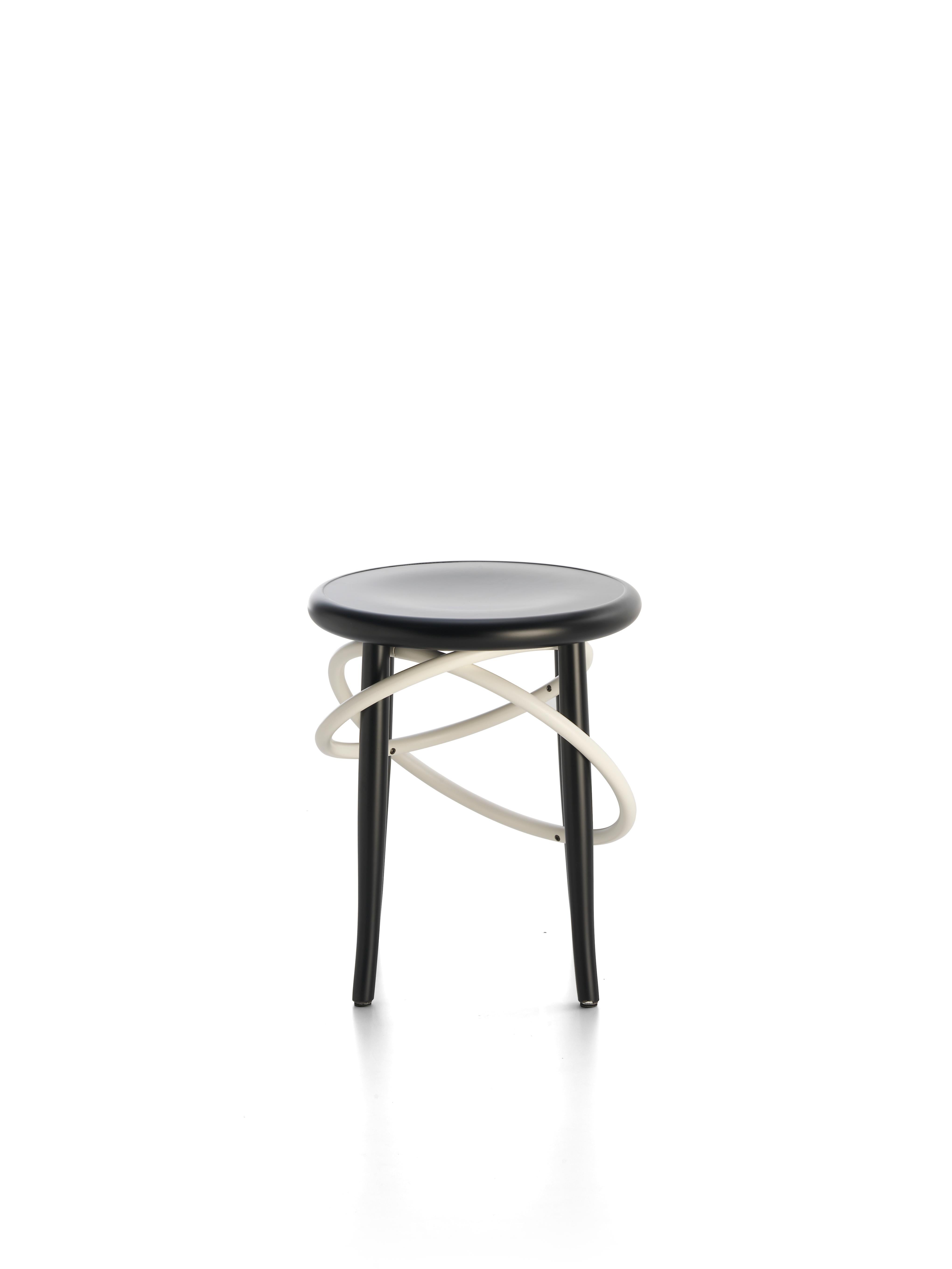 Modern Gebrüder Thonet Vienna GmbH Cirque Two Tone Low Stool in Black with White Rings For Sale