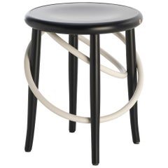 Gebrüder Thonet Vienna GmbH Cirque Two Tone Low Stool in Black with White Rings