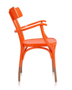 Gebrüder Thonet Vienna GmbH Czech Armchair in Orange with Plywood & Birch Feet