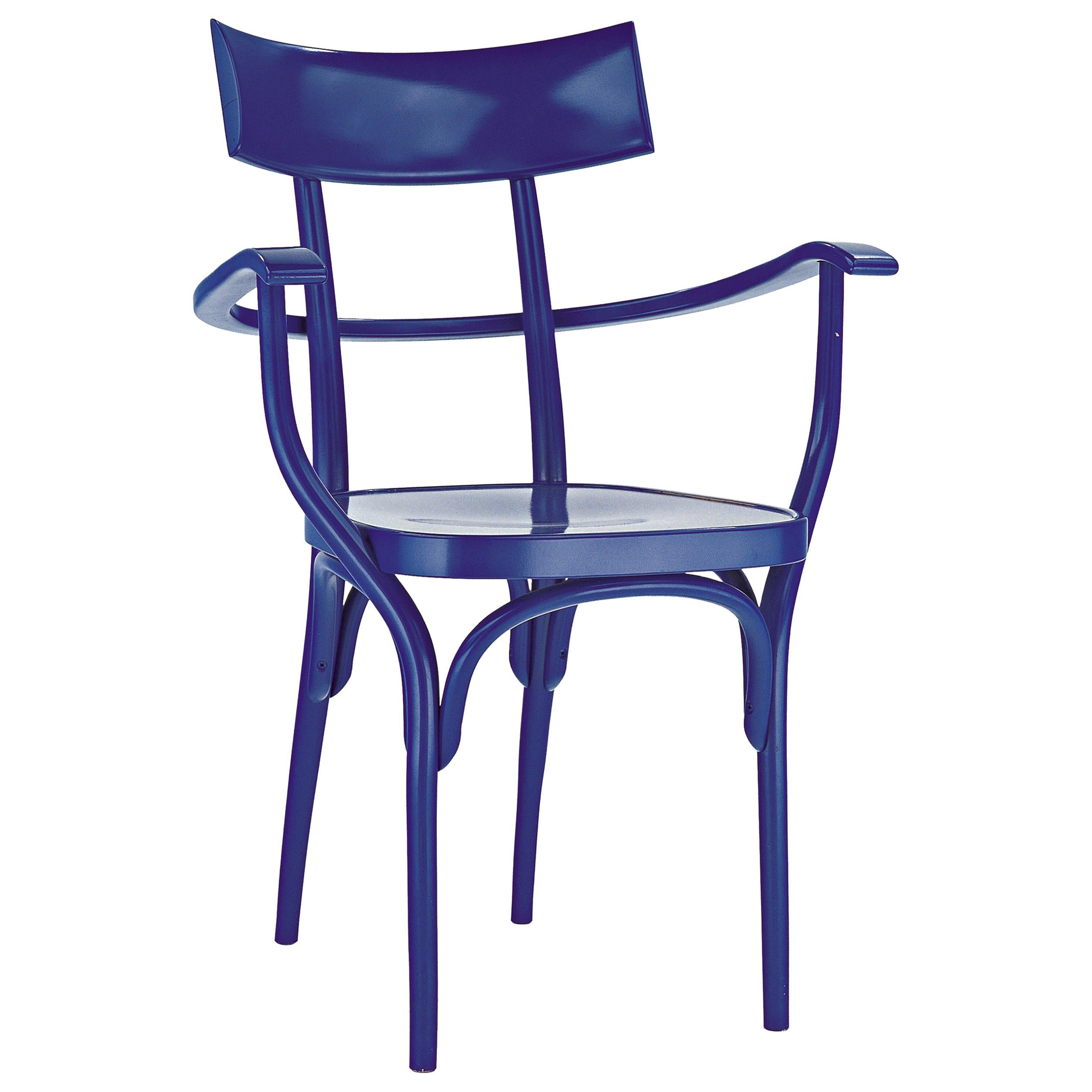 Gebrüder Thonet Vienna GmbH Czech Armchair in Steel Blue with Plywood Seat For Sale