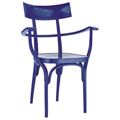 Gebrüder Thonet Vienna GmbH, Fauteuil tchèque en bleu acier avec assise en contreplaqué