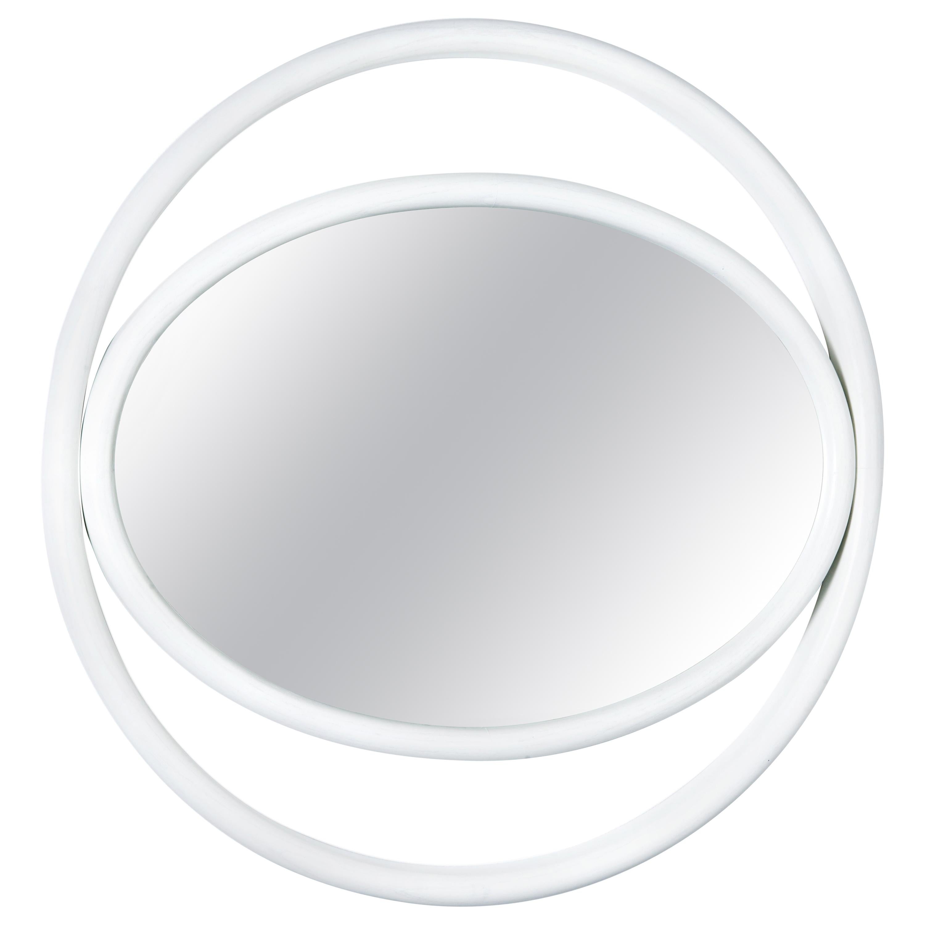 Gebrder Thonet Vienna GmbH Eyeshine Großer runder Spiegel in Weiß mit Rahmen