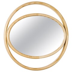 Gebrüder Thonet Vienna GmbH Eyeshine Large Circular Mirror with Ash Wood Frame