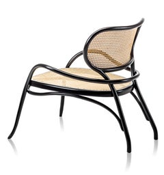 Gebrüder Thonet Vienna GmbH Lehnstuhl Lounge Chair in Black with Woven Cane Seat