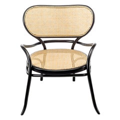 Gebrüder Thonet Vienna GmbH Lehnstuhl Lounge Chair in Black with Woven Cane Seat