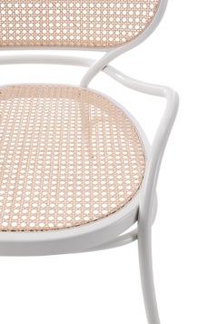 Gebrüder Thonet Vienna GmbH Lehnstuhl Lounge Chair in White with Woven Cane Seat