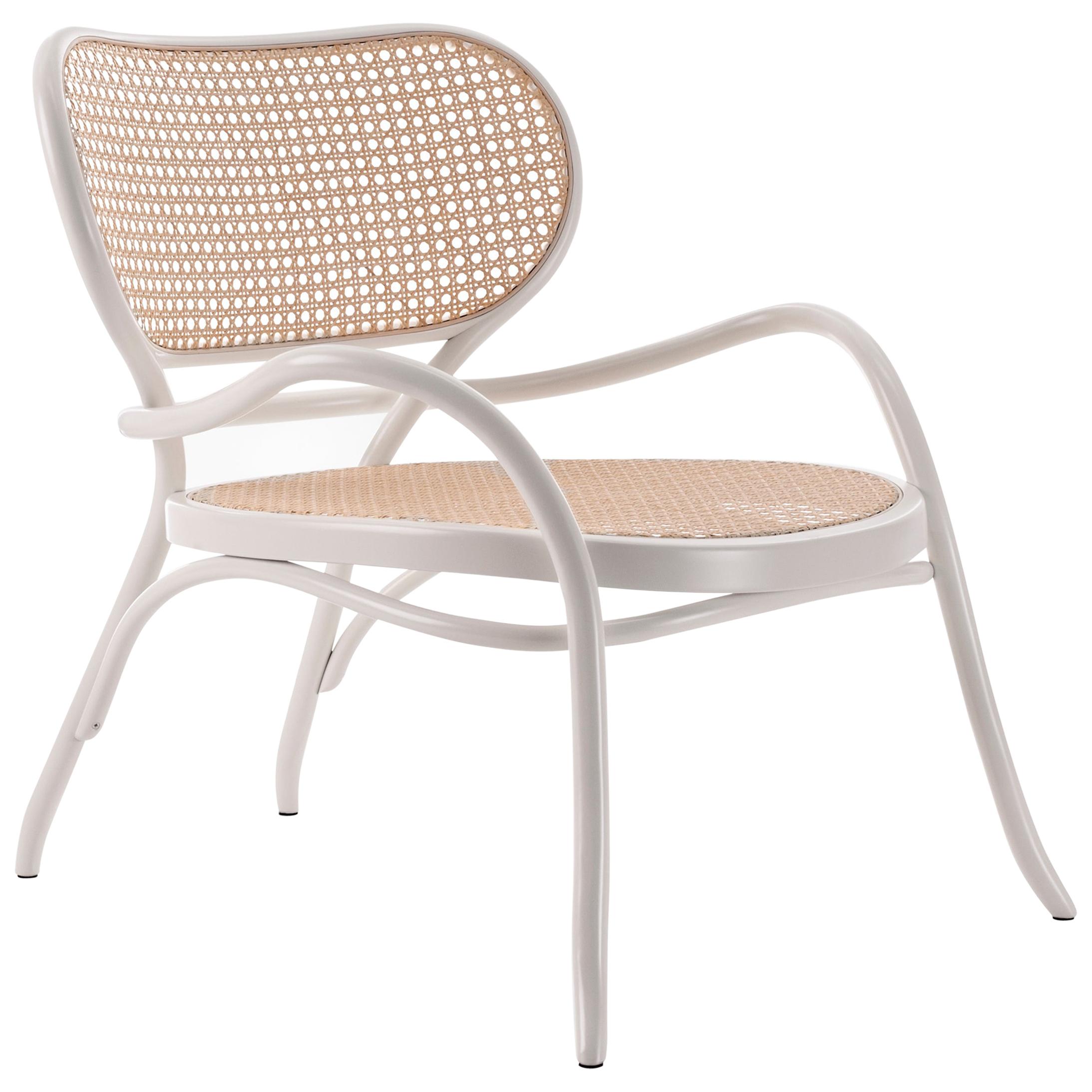 Gebrüder Thonet Vienna GmbH Lehnstuhl Lounge Chair in White with Woven Cane Seat