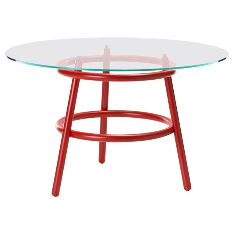 Gebrüder Thonet Vienna GmbH Magistretti 03 02 Circular Table in Red and Glass