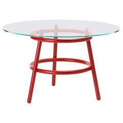 Gebrder Thonet Vienna GmbH Table circulaire Magistretti 03 02 en rouge et verre