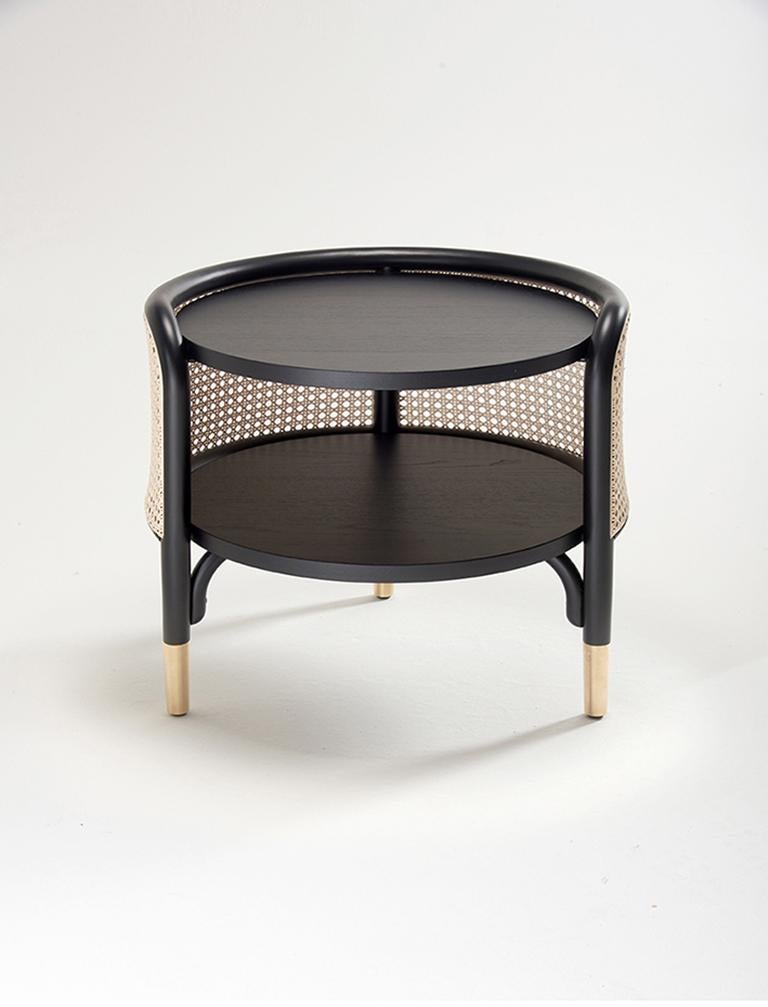 Austriaco Gebrüder Thonet Vienna GmbH Tavolino MOS in Wood con piedini in ottone in vendita