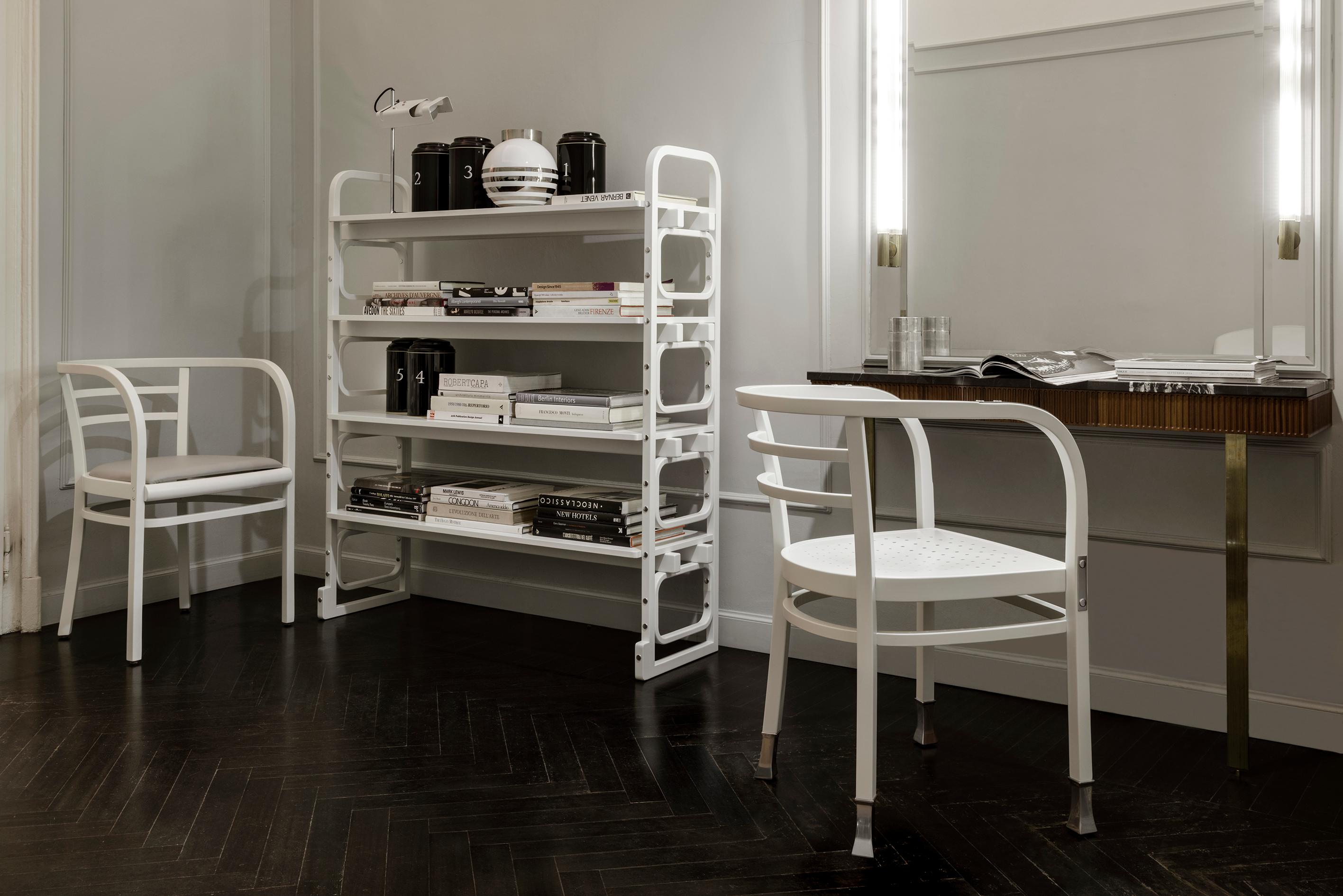 Modern Gebrüder Thonet Vienna GmbH Postsparkasse Chair in White and Aluminium For Sale
