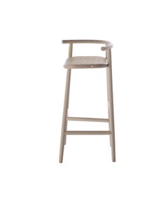 Gebrüder Thonet Vienna GmbH Sgabello da bar a curva singola in faggio e canna imbottita