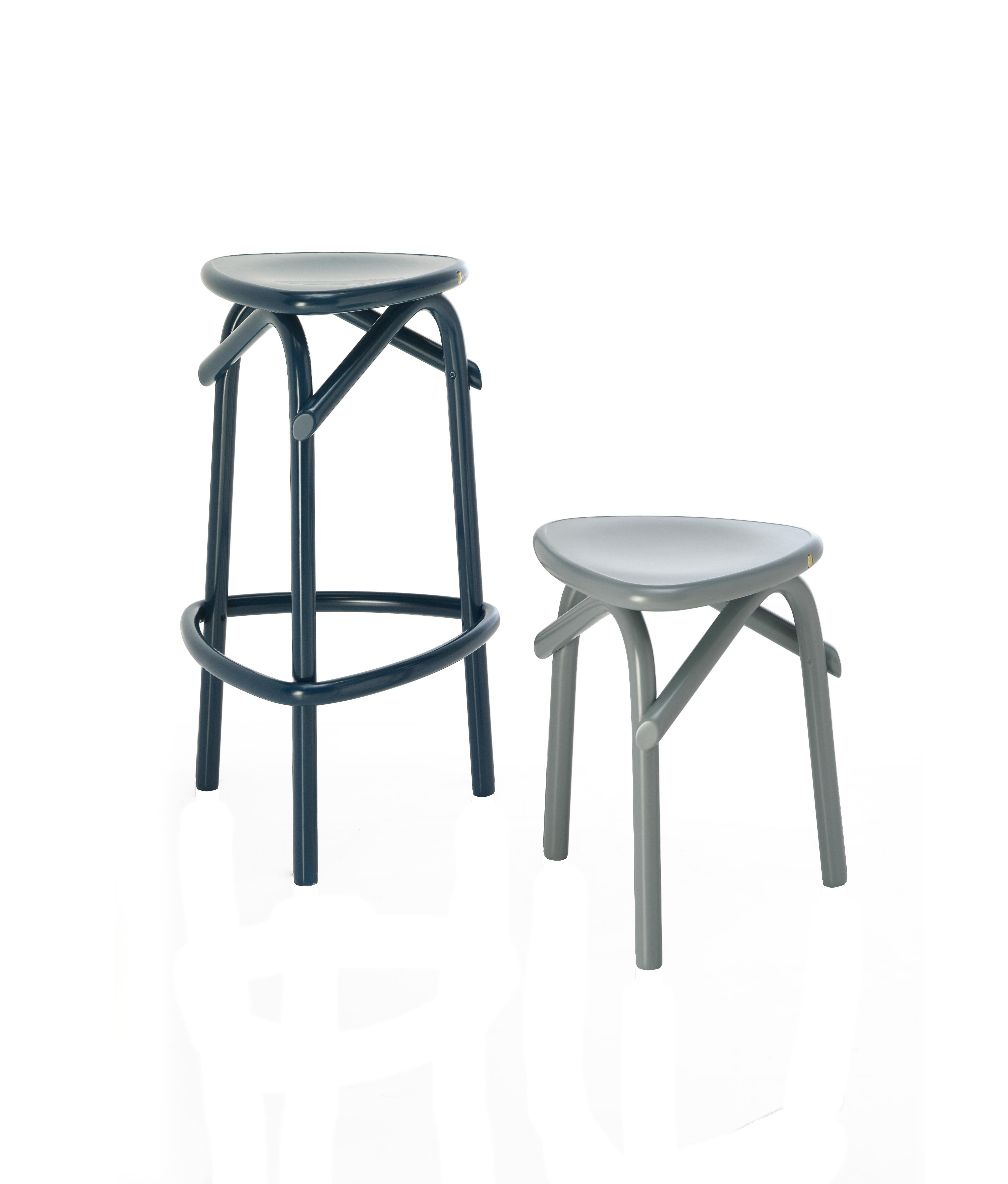 Modern Gebrüder Thonet Vienna GmbH Trio Stool in Stone Grey For Sale