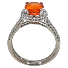 GU Certified 3.29 Carat Fanta Garnet Round Diamond White Gold Ring