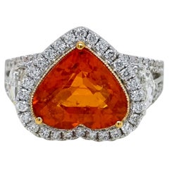 GU Certified 5.93 Carat Fanta Garnet Fancy Diamond White and Yellow Gold Ring