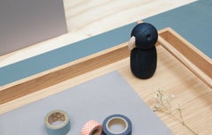 Guacamayo Azul in white oak inked in dark blue made in Colombia, Fauna Series