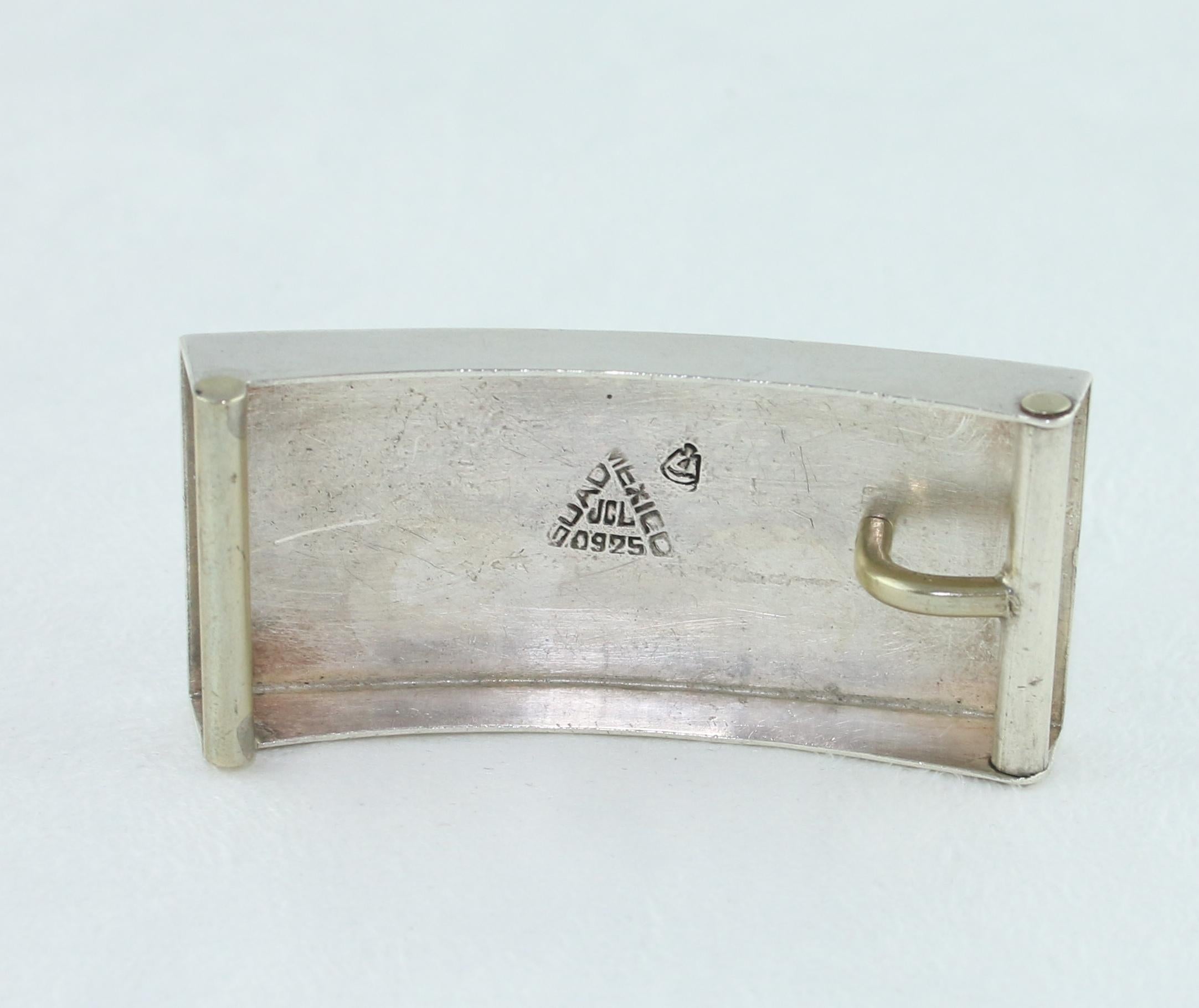 Boucle de ceinture Guadalajara, Mexique, argent sterling et or rose 10 carats en vente 1