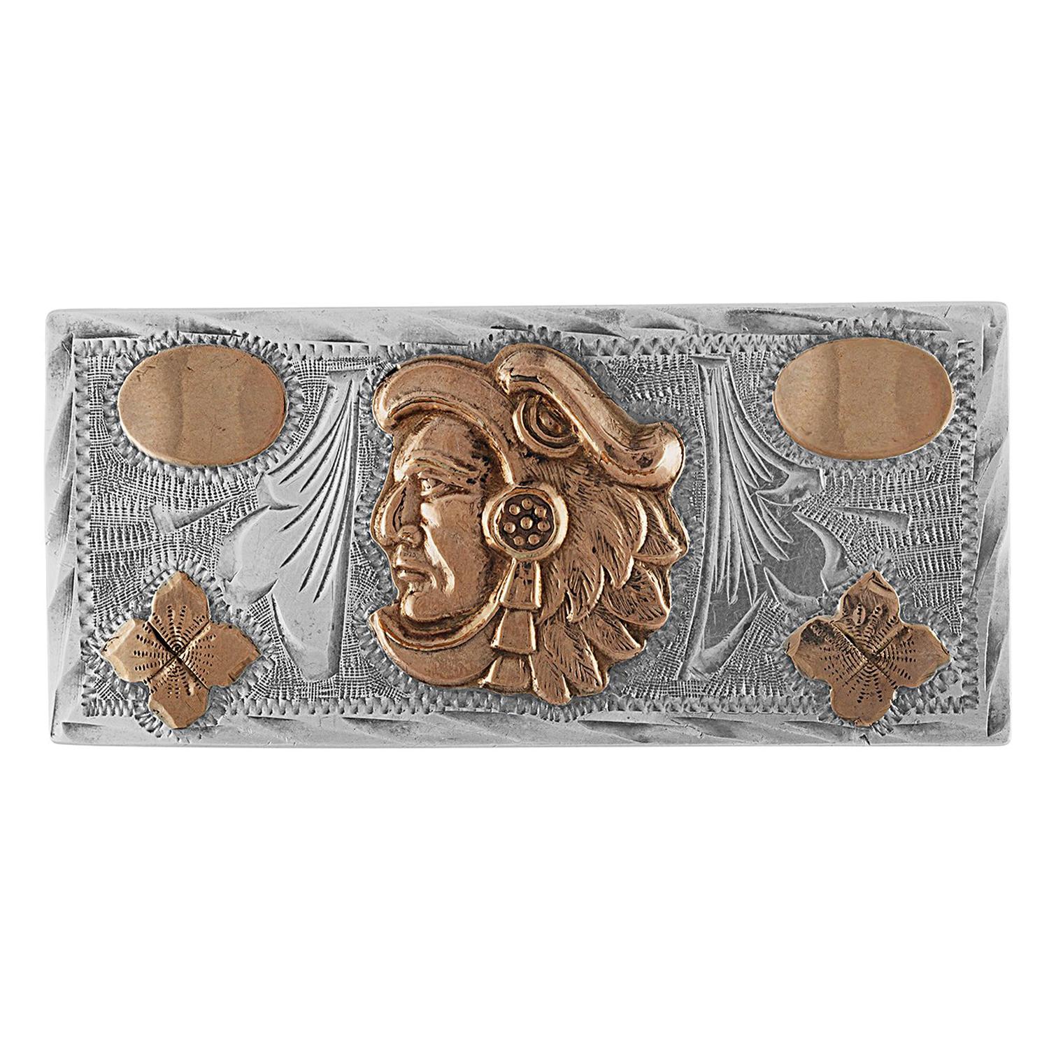Guadalajara Mexico Sterling Silver & 10K Rose Gold Belt Buckle