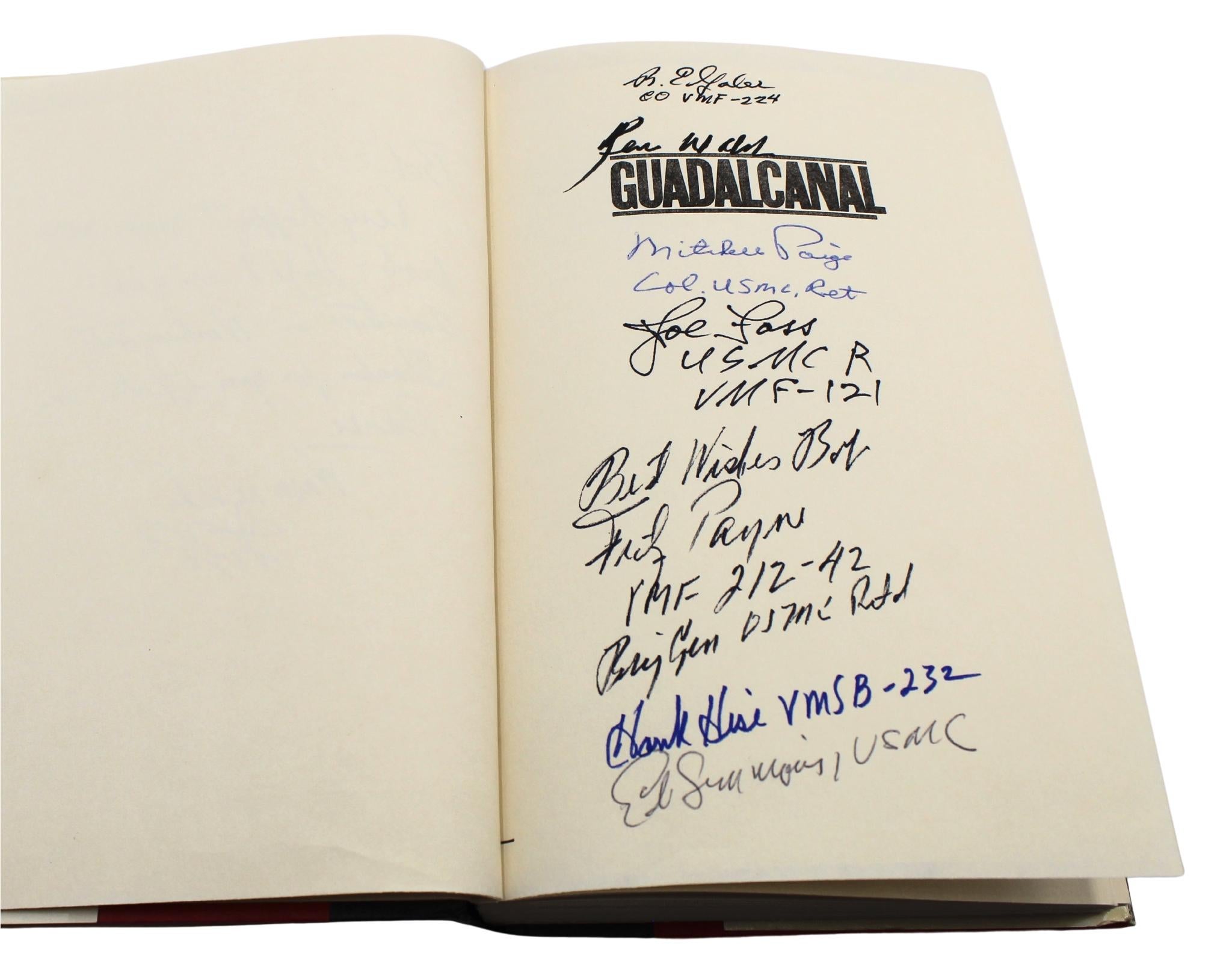 Late 20th Century Guadalcanal by Edwin P. Hoyt, First Edition, Signed by 7 USMC VMF Fighter Pilots For Sale