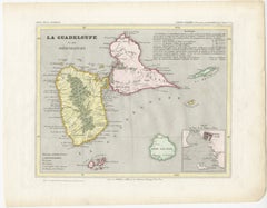 Guadeloupe and Dependencies: 19th Century French Map and Inset of Pointe-à-Pitre