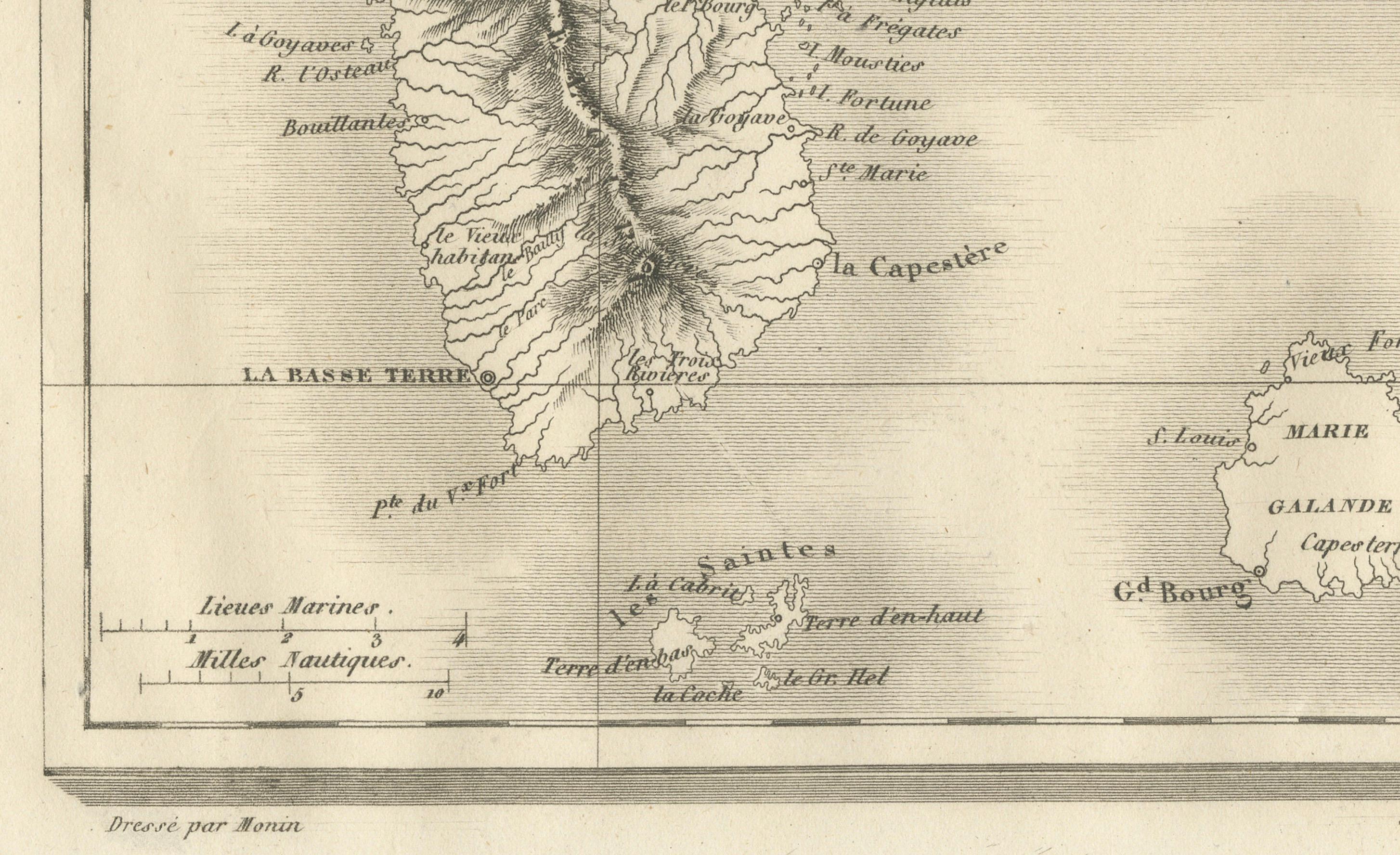 Metà XIX secolo Guadalupa e dipendenze: Mappa della metà del XIX secolo dalla serie France Pittoresque in vendita