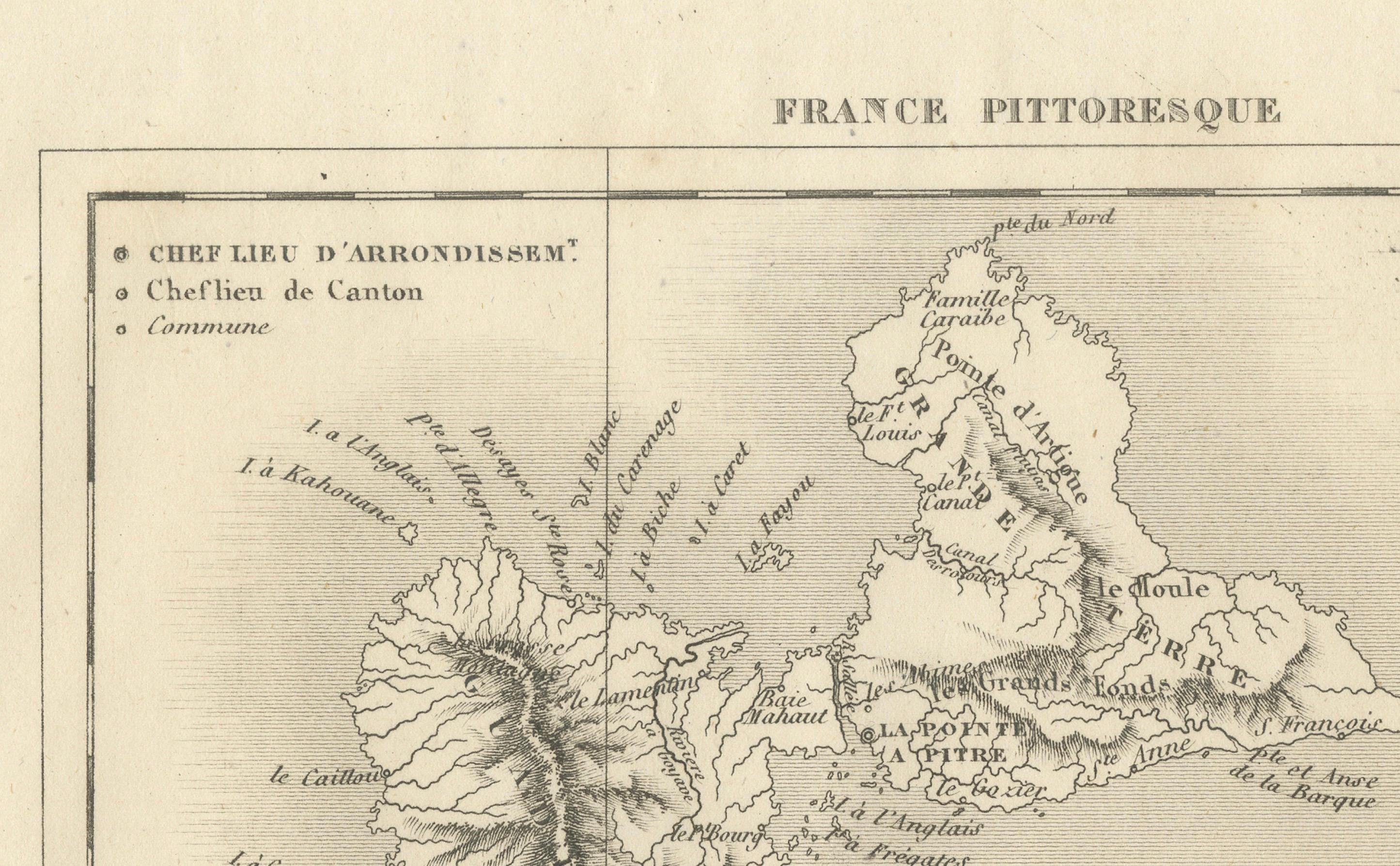 Guadalupe y dependencias: Mapa de mediados del siglo XIX de la serie France Pittoresque Papel en venta