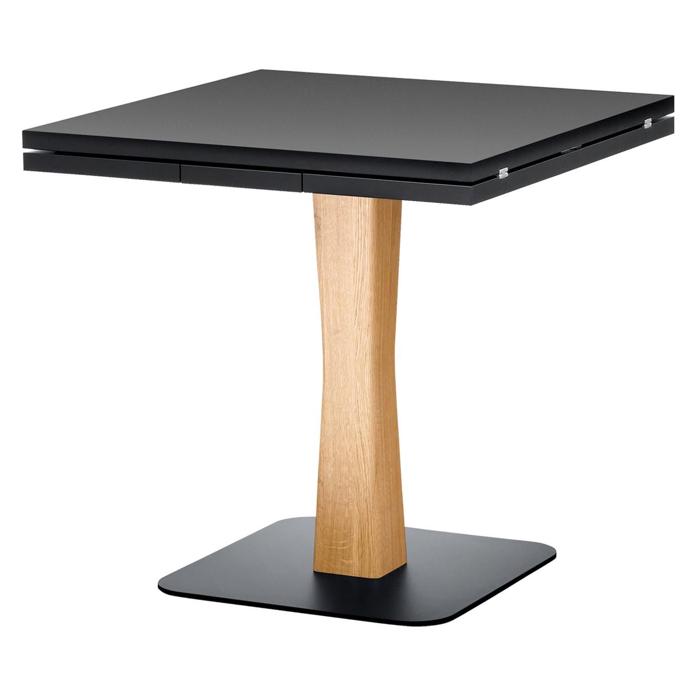 Gualtiero Small Extendible Black Fenix Top Table with Oak Frame by Paolo  For Sale