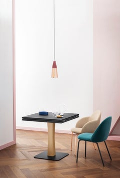 Gualtiero Small Extendible Table with Black Top & Oak Frame by Paolo Cappello