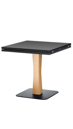 Gualtiero Small Extendible Table with Black Top & Oak Frame by Paolo Cappello