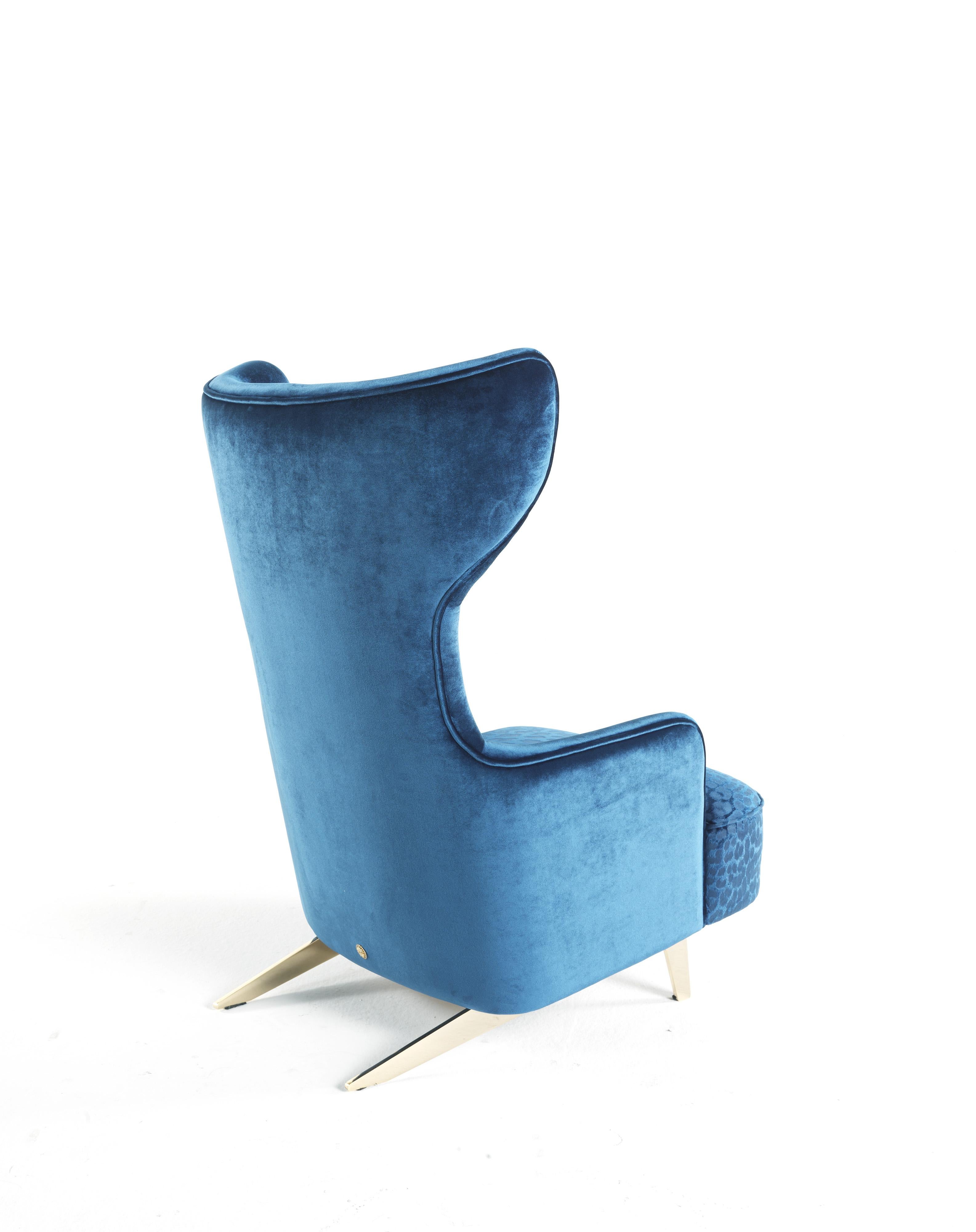 Guam-Sessel aus dem 21. Jahrhundert mit blauem Stoff von Roberto Cavalli Home Interiors (Italienisch) im Angebot
