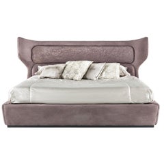 21st Century Guam Bed in Leather by Roberto Cavalli Home Interiors