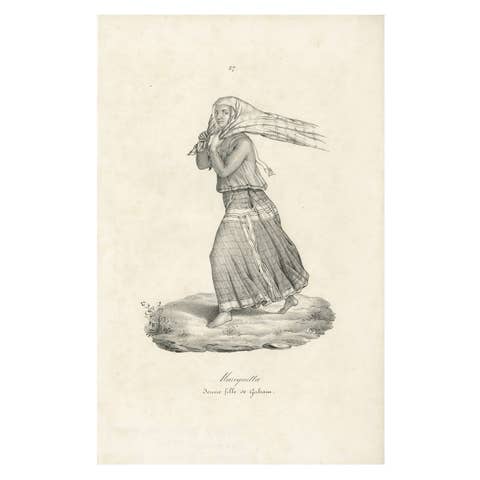 Guam Island Ethnographic Lithograph – "Mariquitta, Jeune Fille de Gubam"